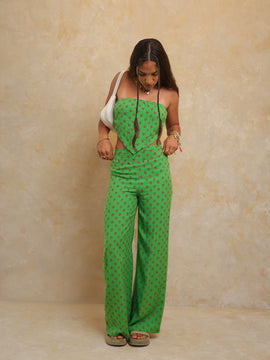 Back Elasticated Wide Leg Printed Pant