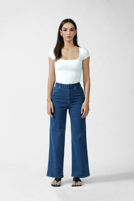 High Waist Straight Leg Denim Jean