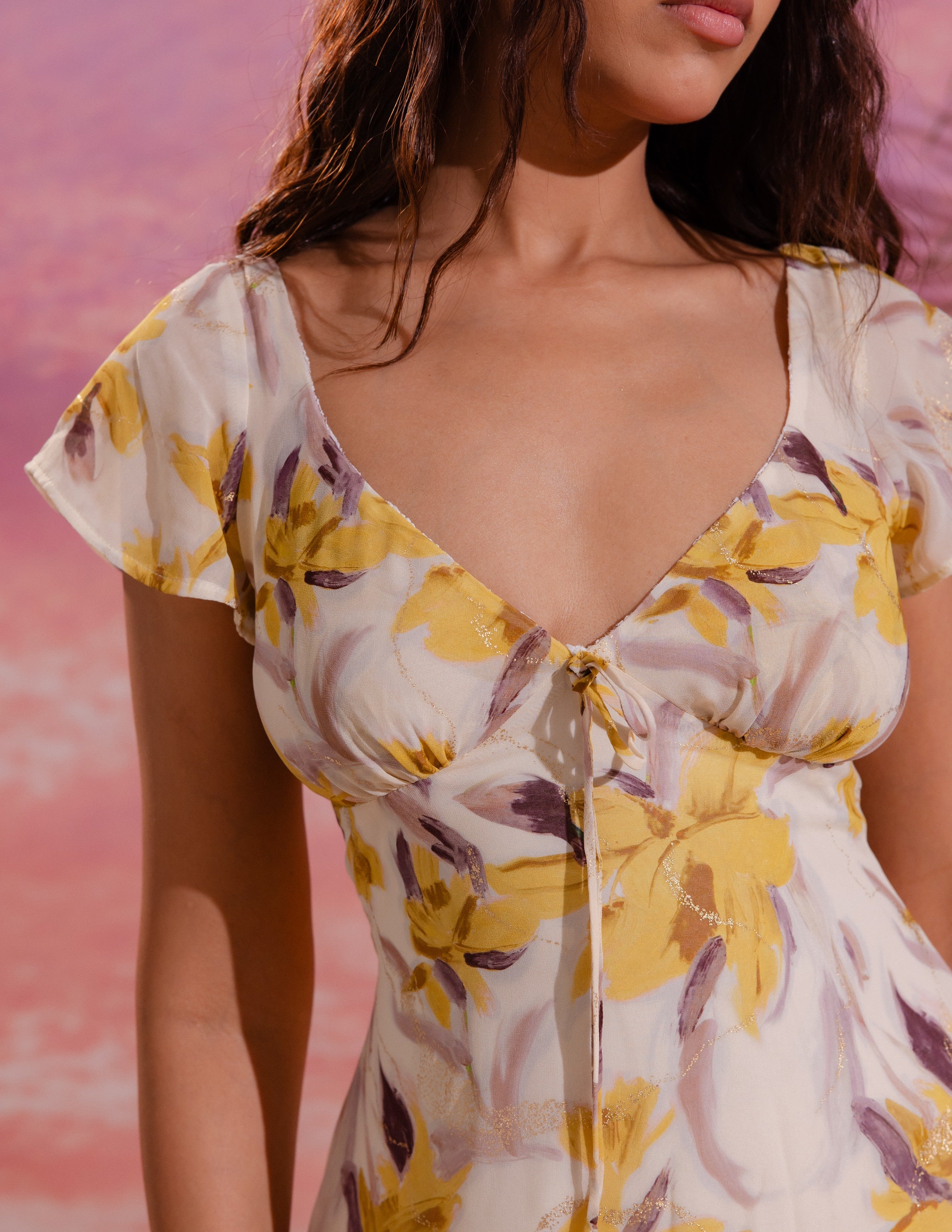 Printed Back Smocking Mini Dress