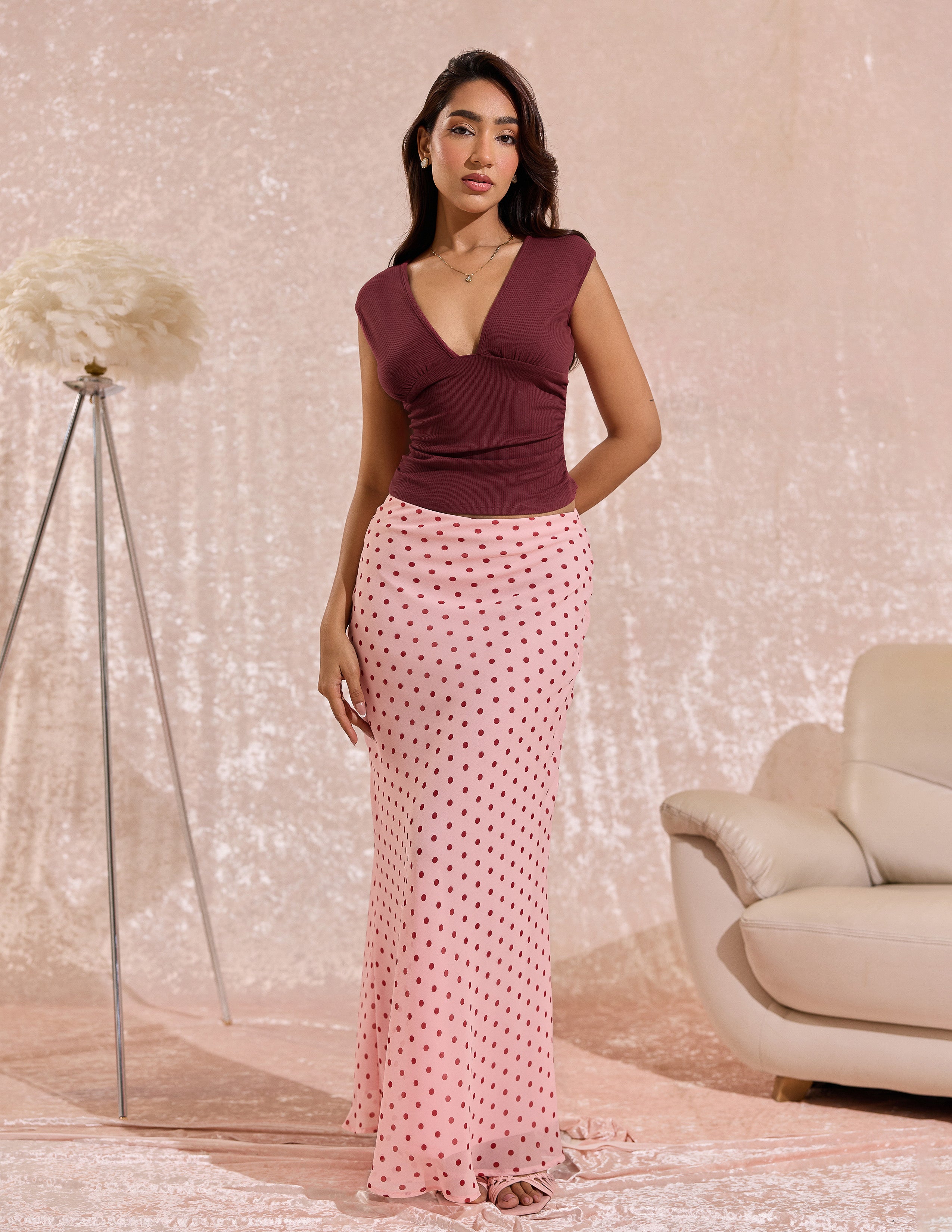Printed Bias Maxi Skirt