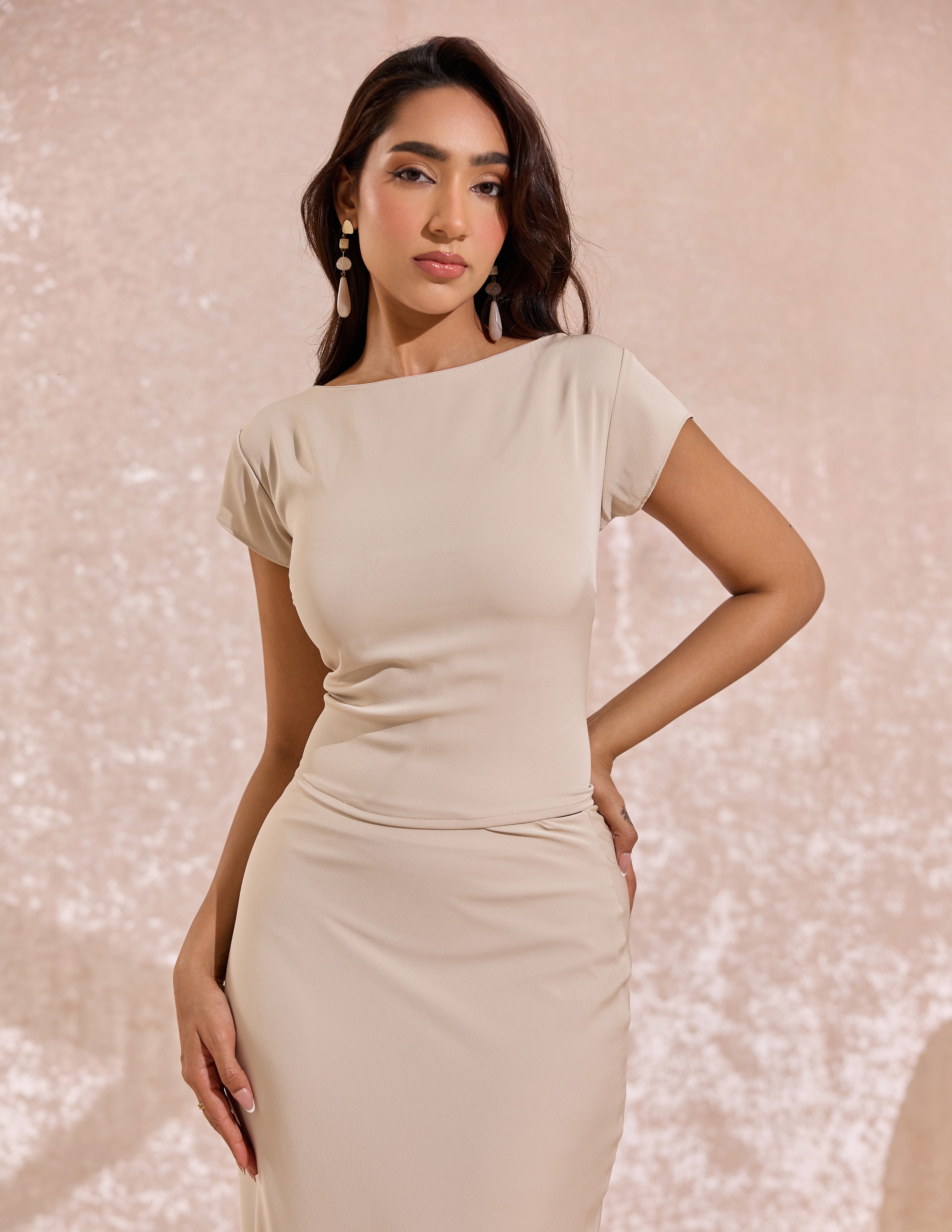 Cap Sleeved Back tie Up Detailed Top