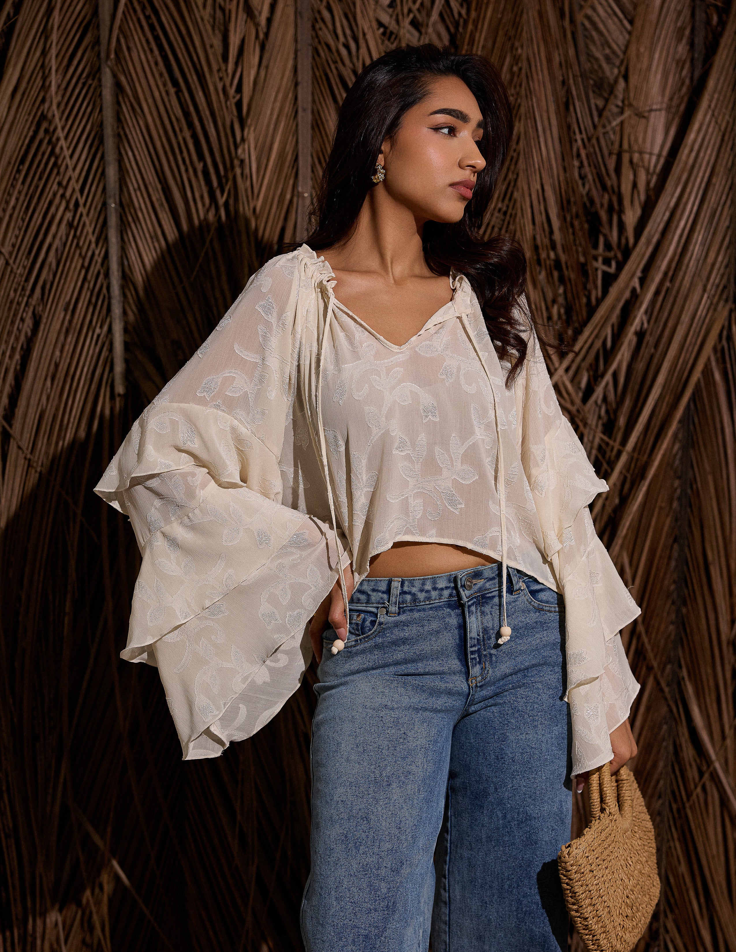 Ruffle Detail Front Tieup Top