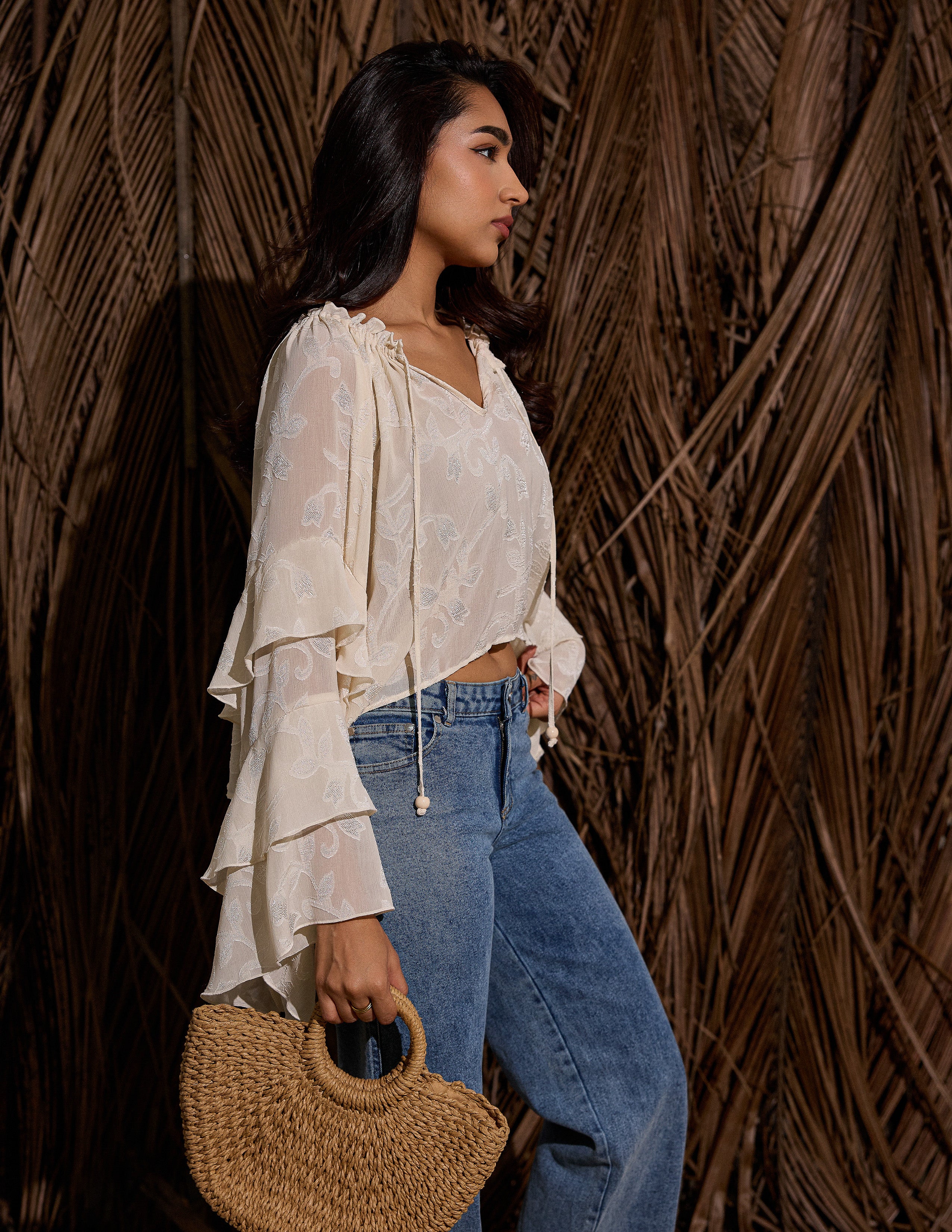 Ruffle Detail Front Tieup Top