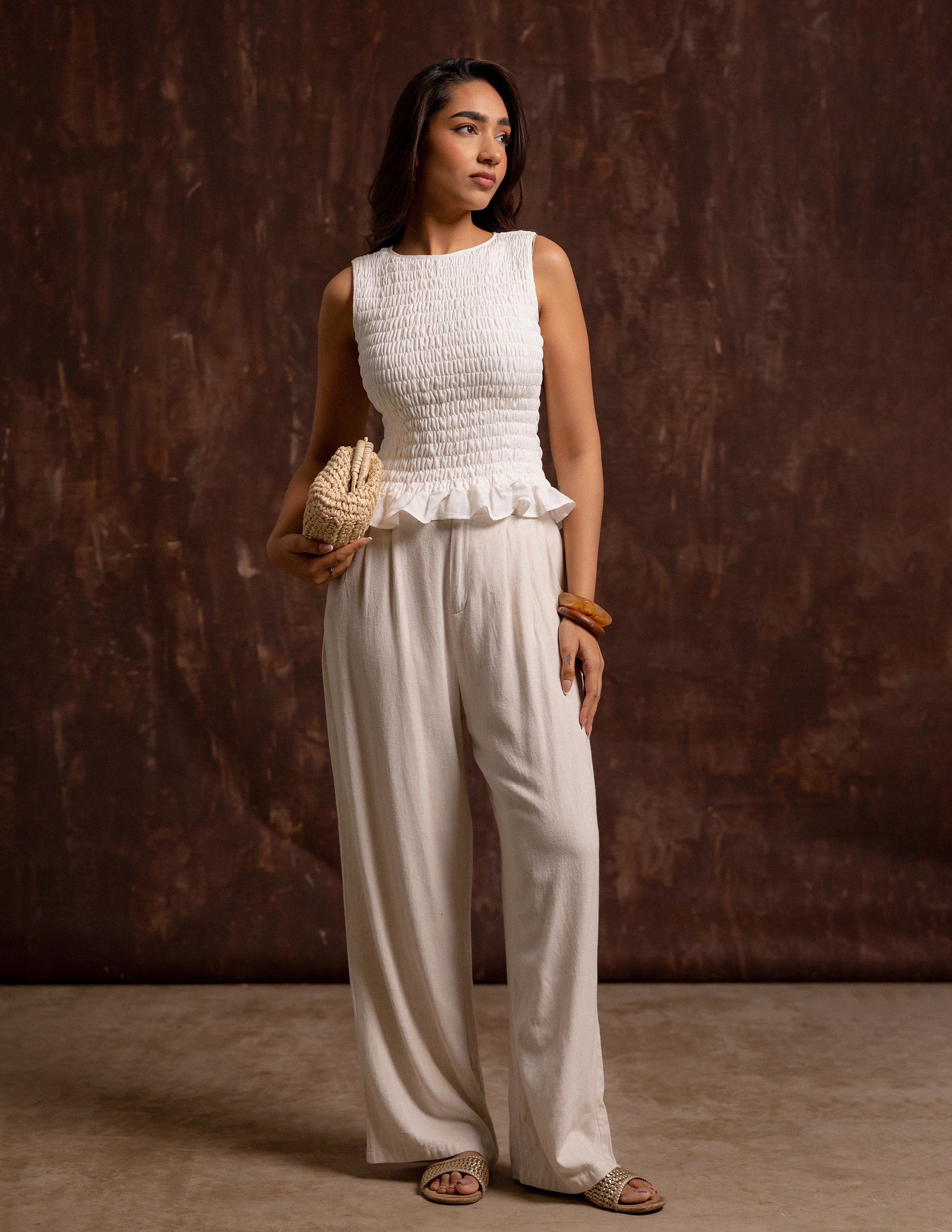 Smocking Detailed Sleeveless Top