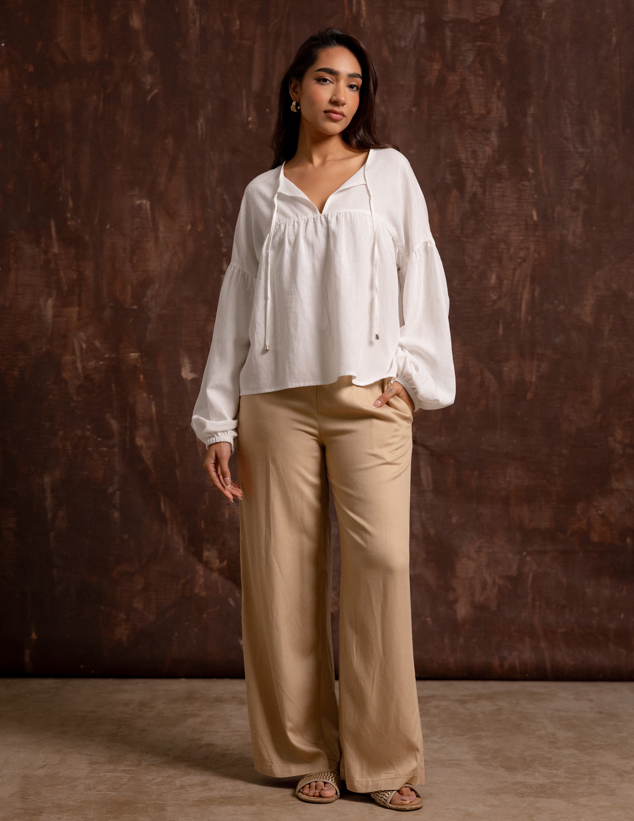 Drawstring Wide Leg Pant
