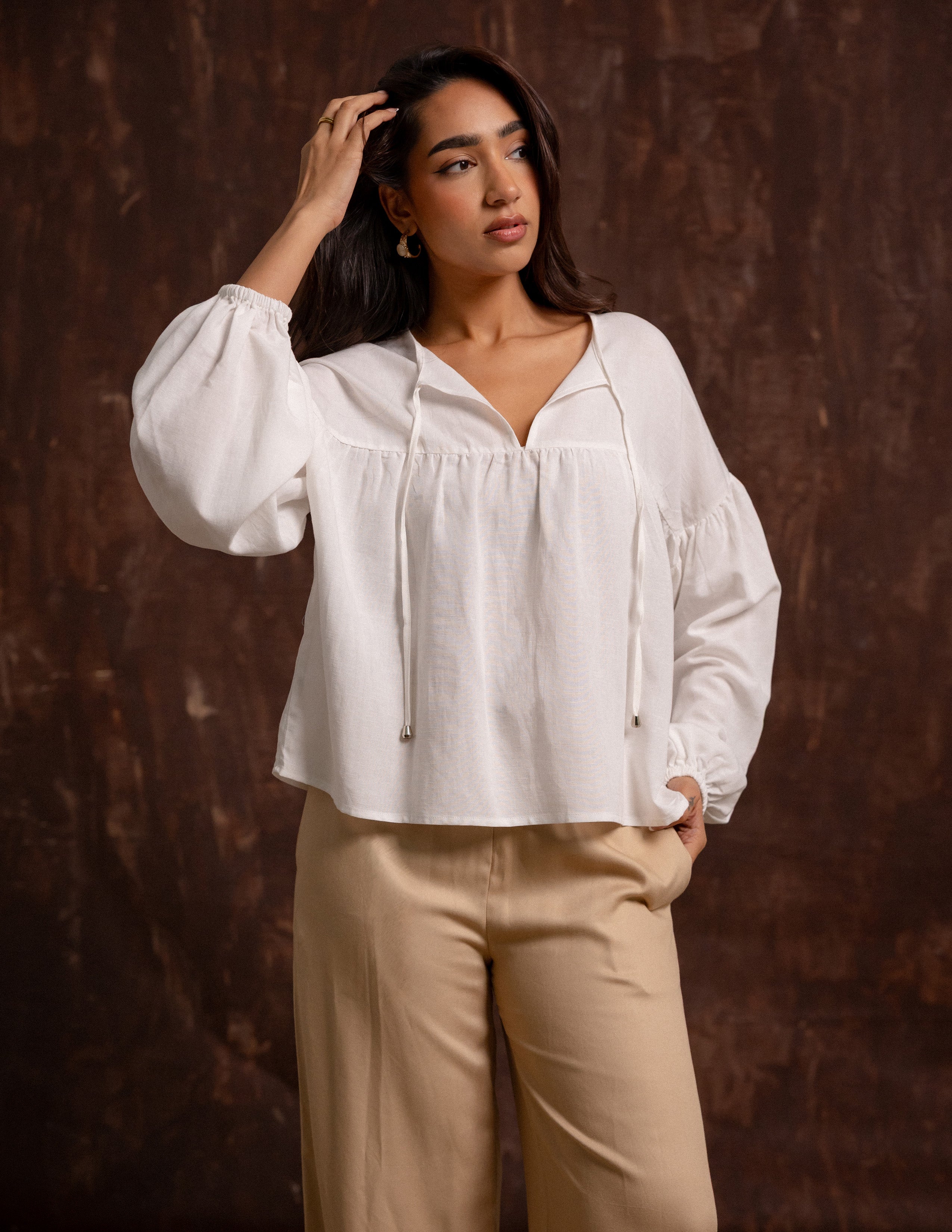 Long Sleeved Front Tie Up Top