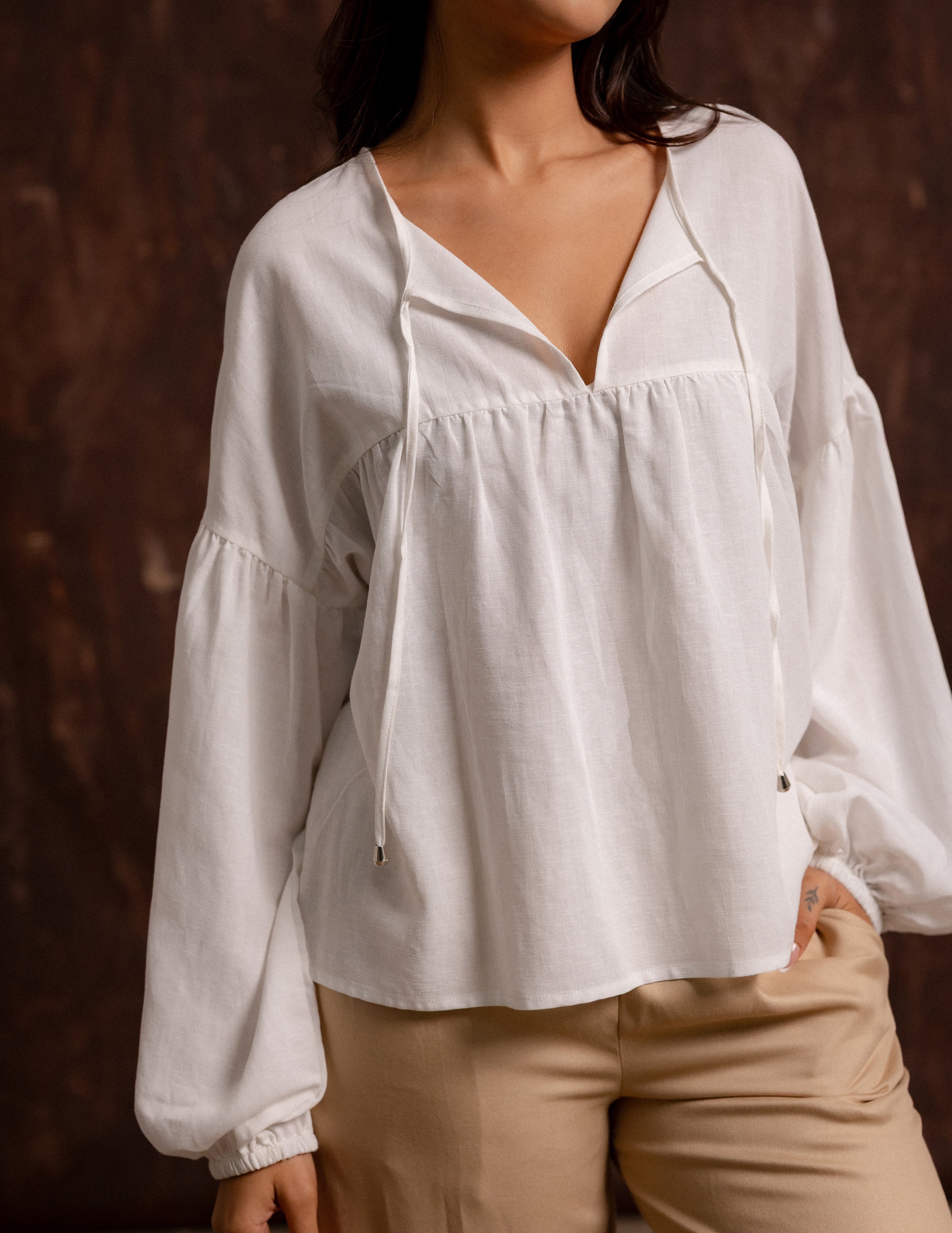 Long Sleeved Front Tie Up Top