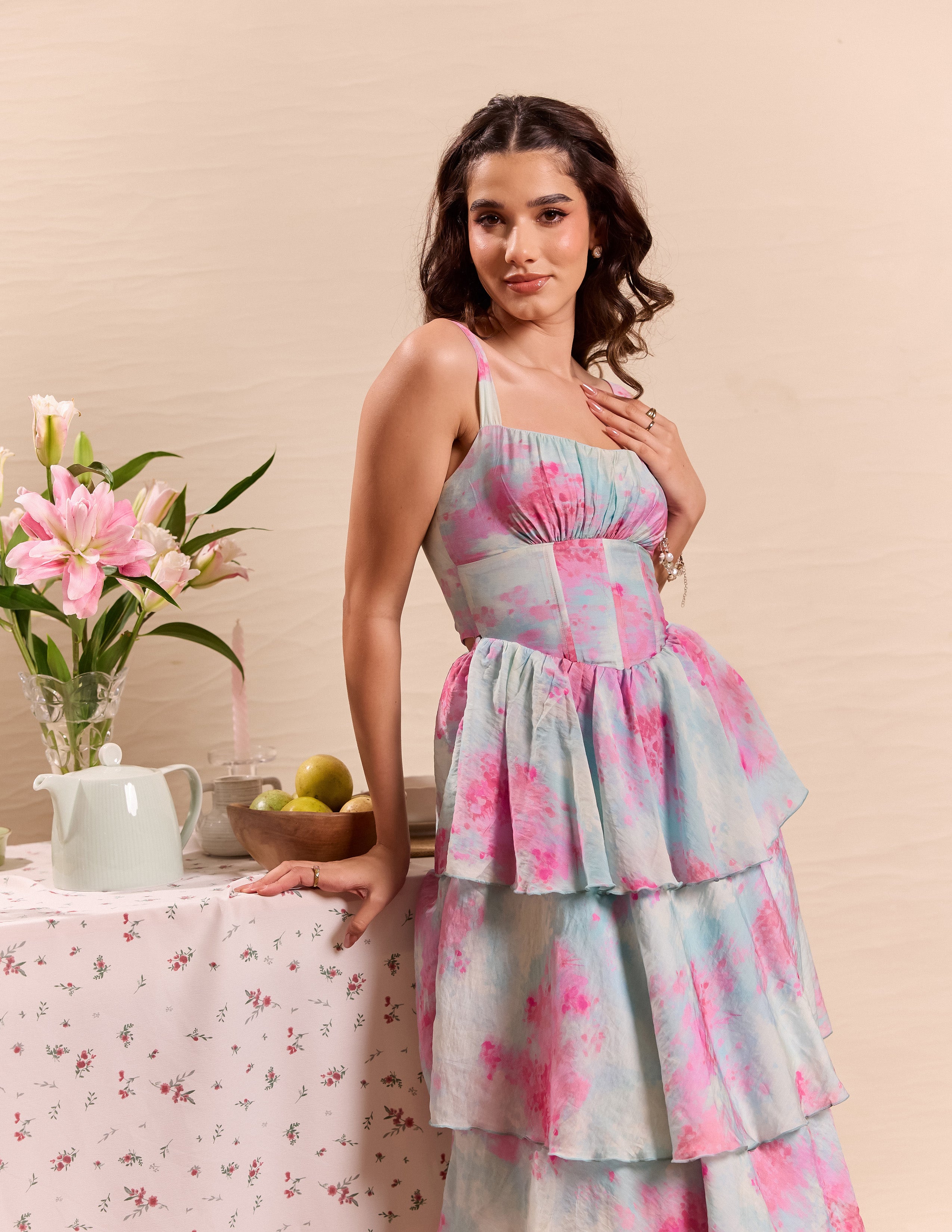 Bustier Tiered Maxi Dress main image 1