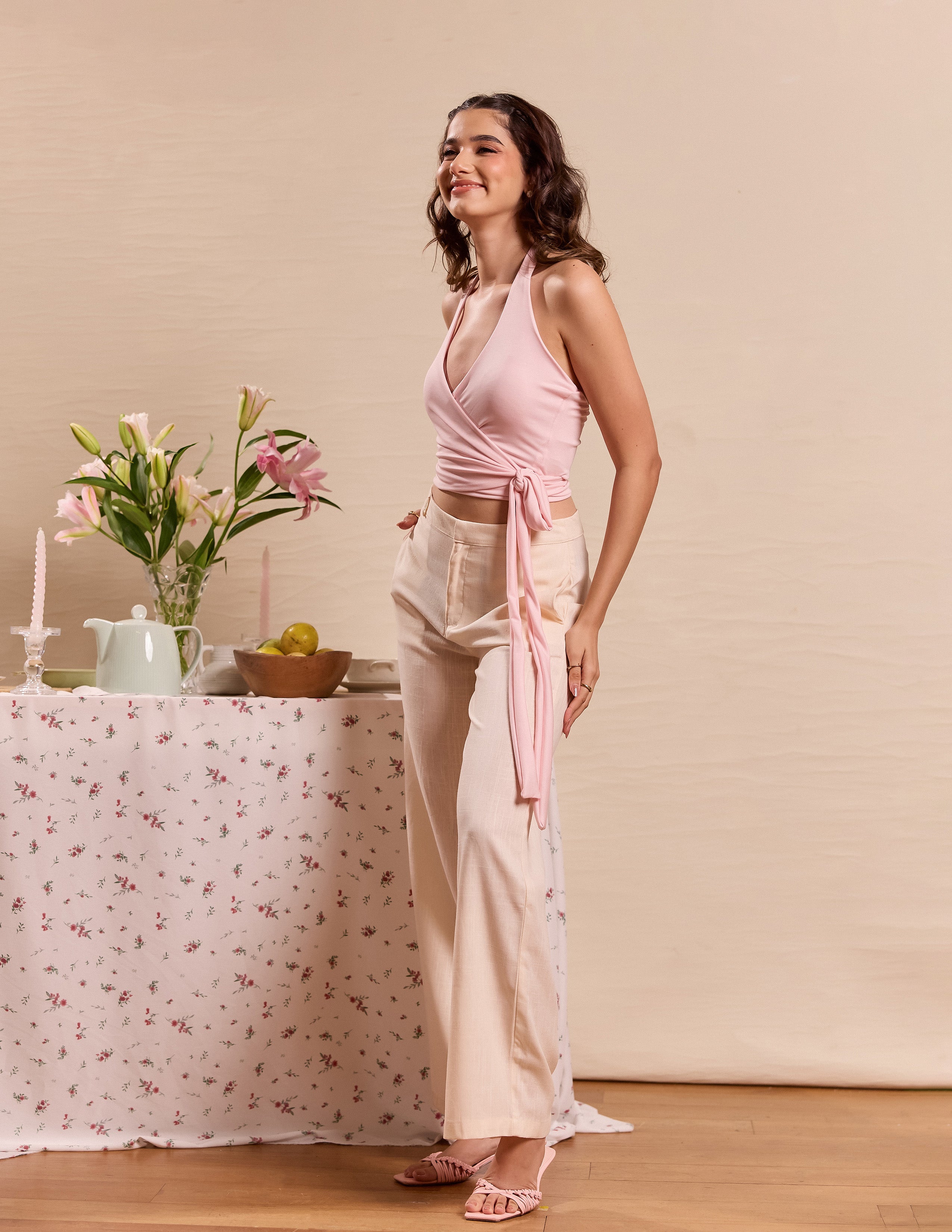 Mid Waist Wide Leg Pant