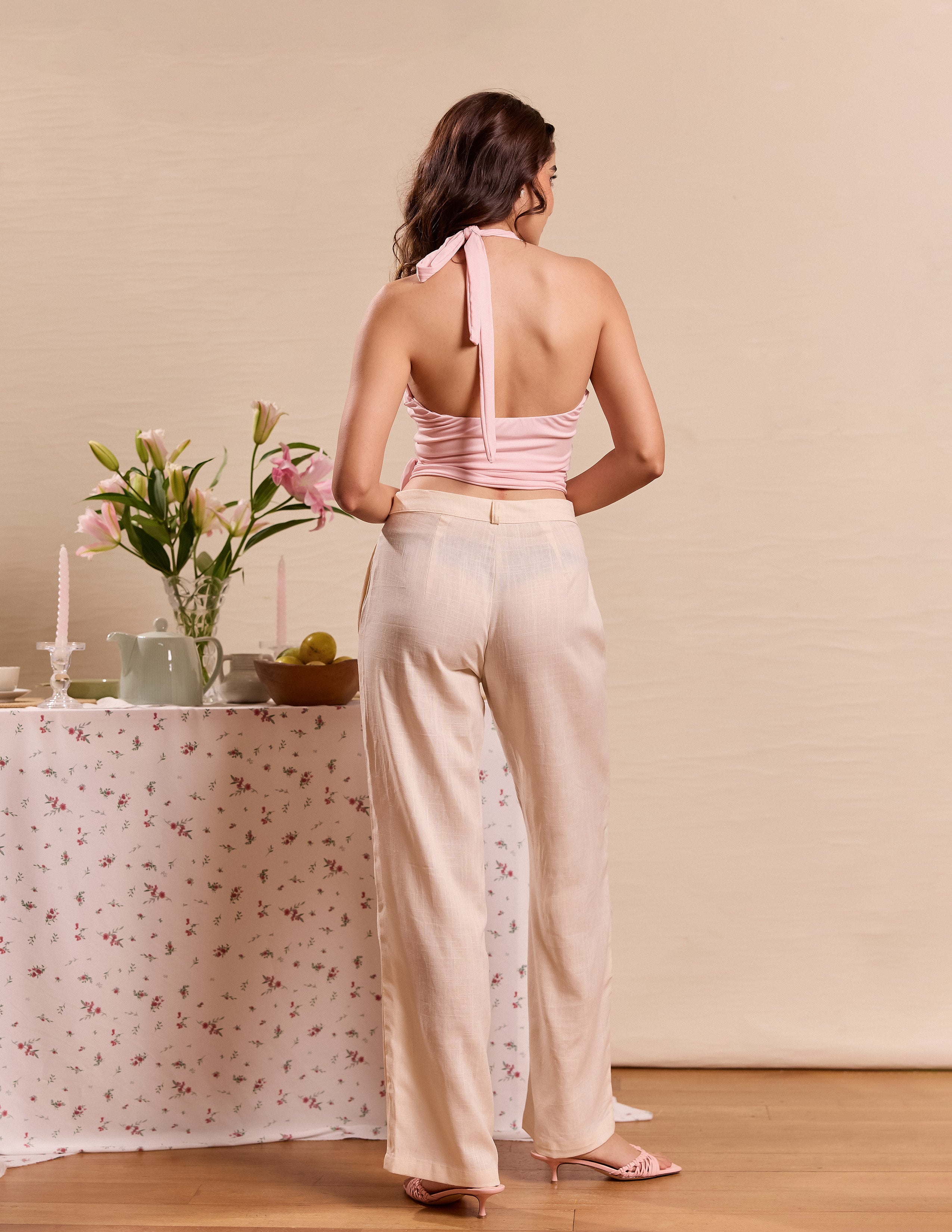 Mid Waist Wide Leg Pant
