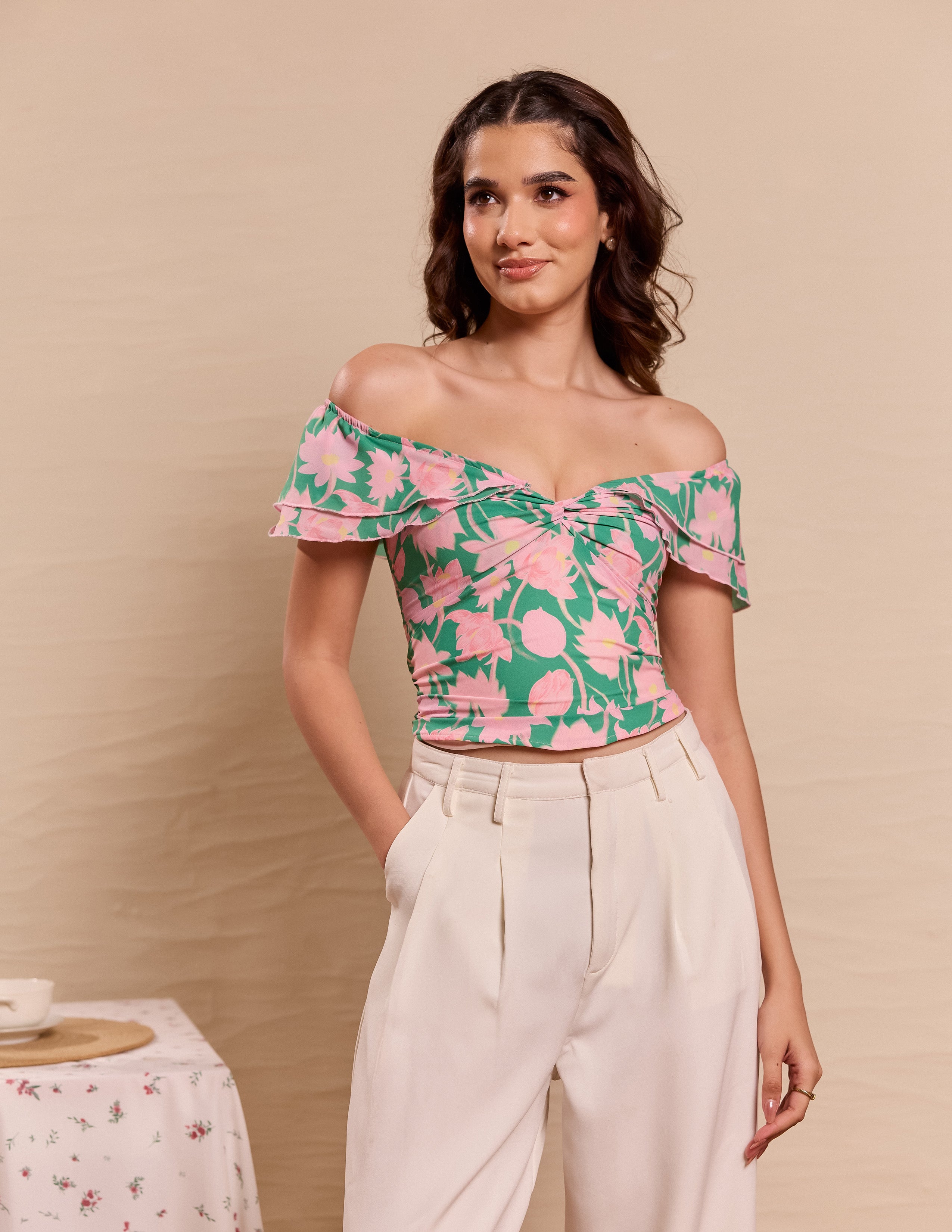 Off Shoulder Front Twisted Top