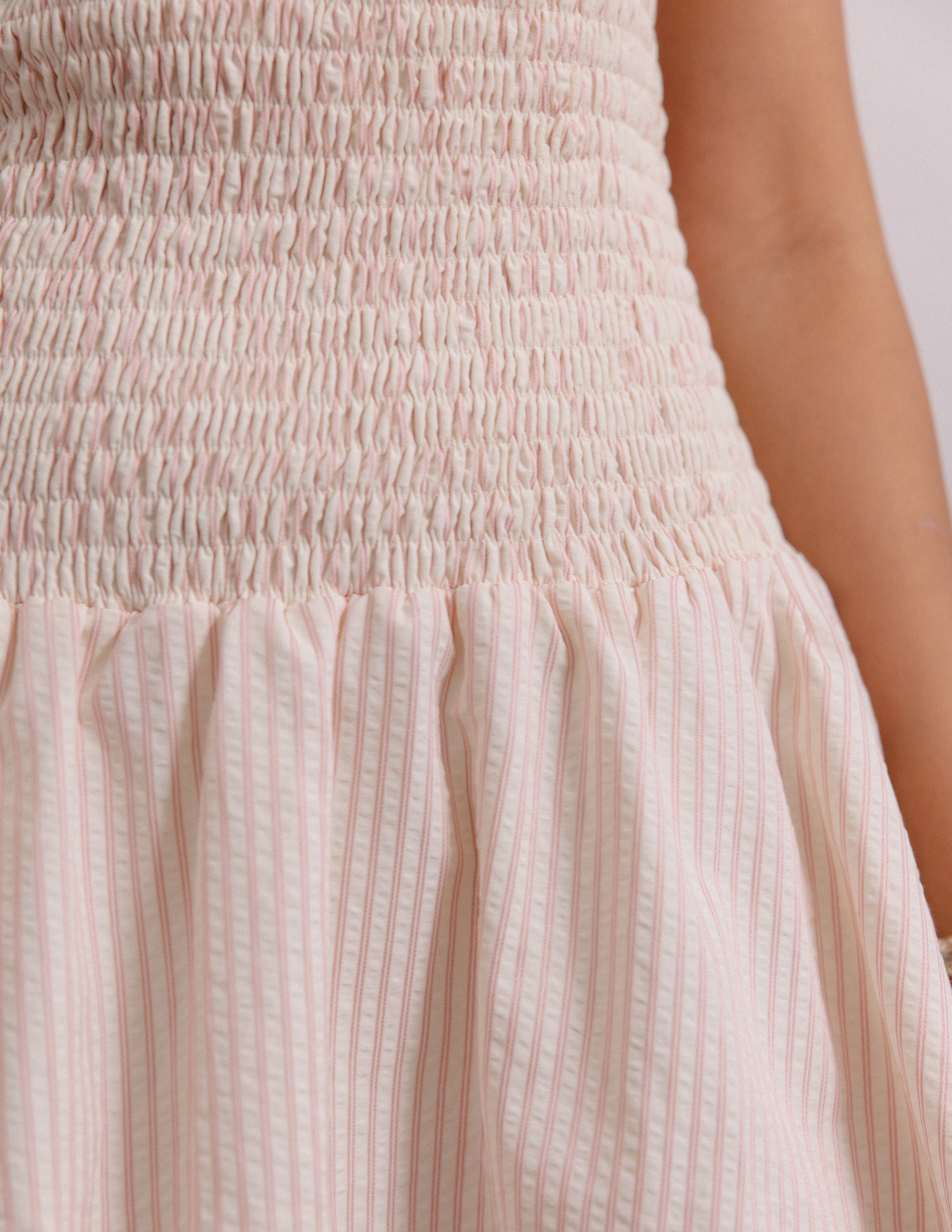 High Neck Smocking Detailed Mini Dress