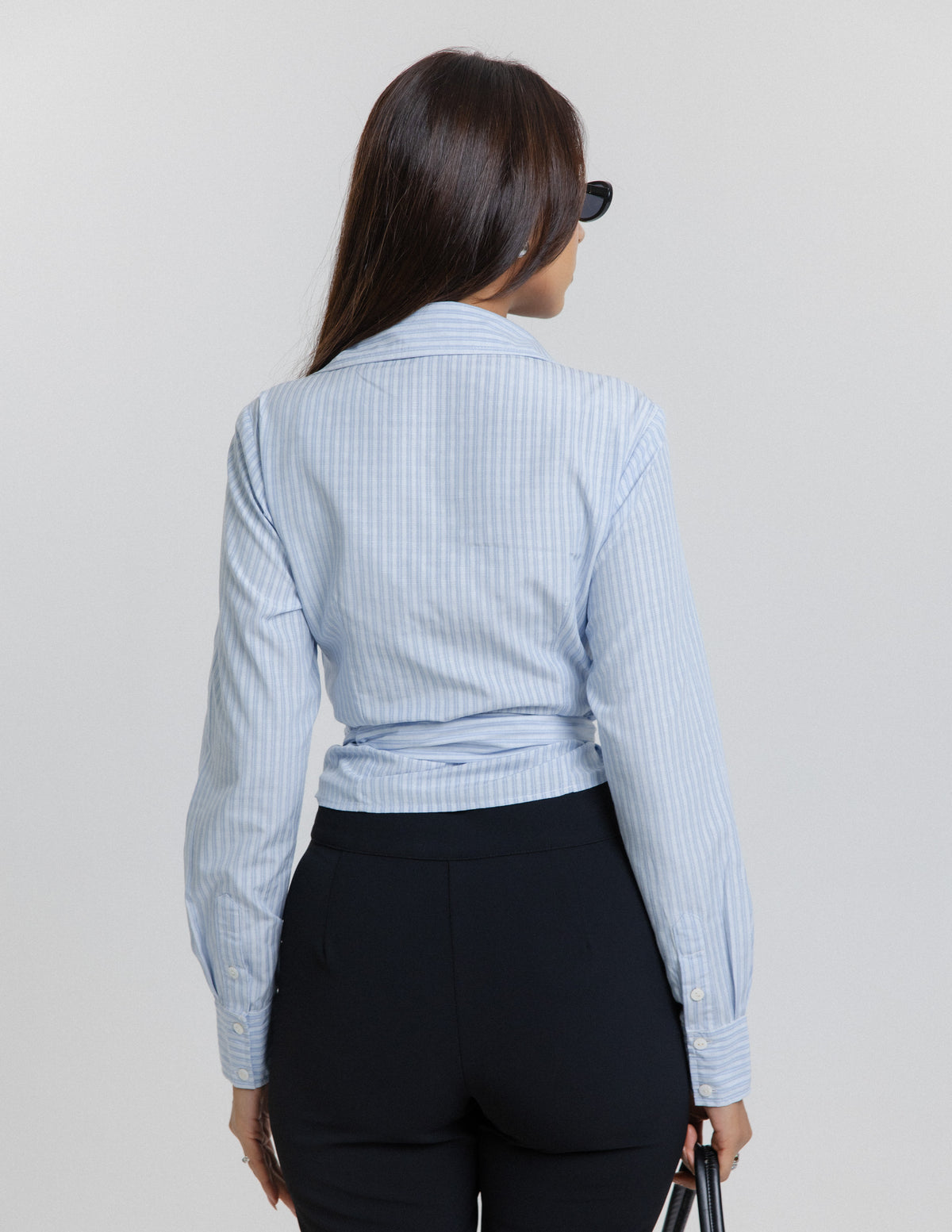 Striped Wrap Detailed Top
