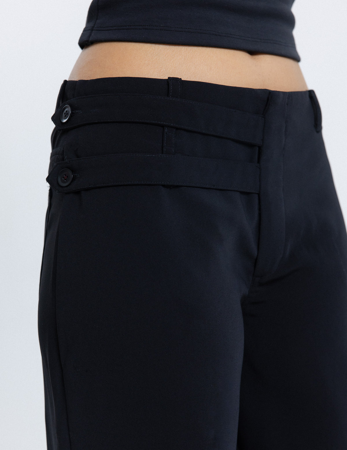 Button Detailed Wide Leg Pant