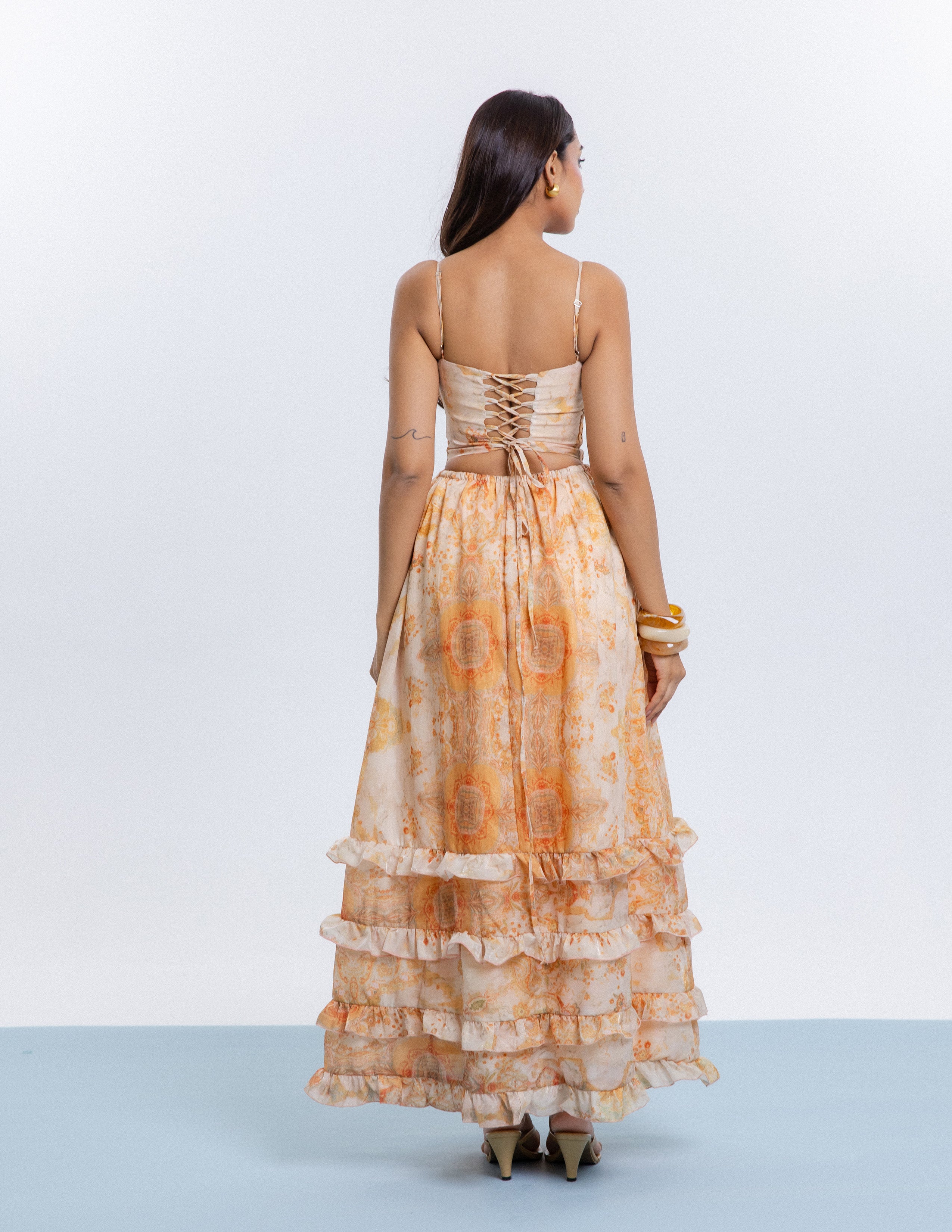 Frill Detailed Corset Maxi Dress