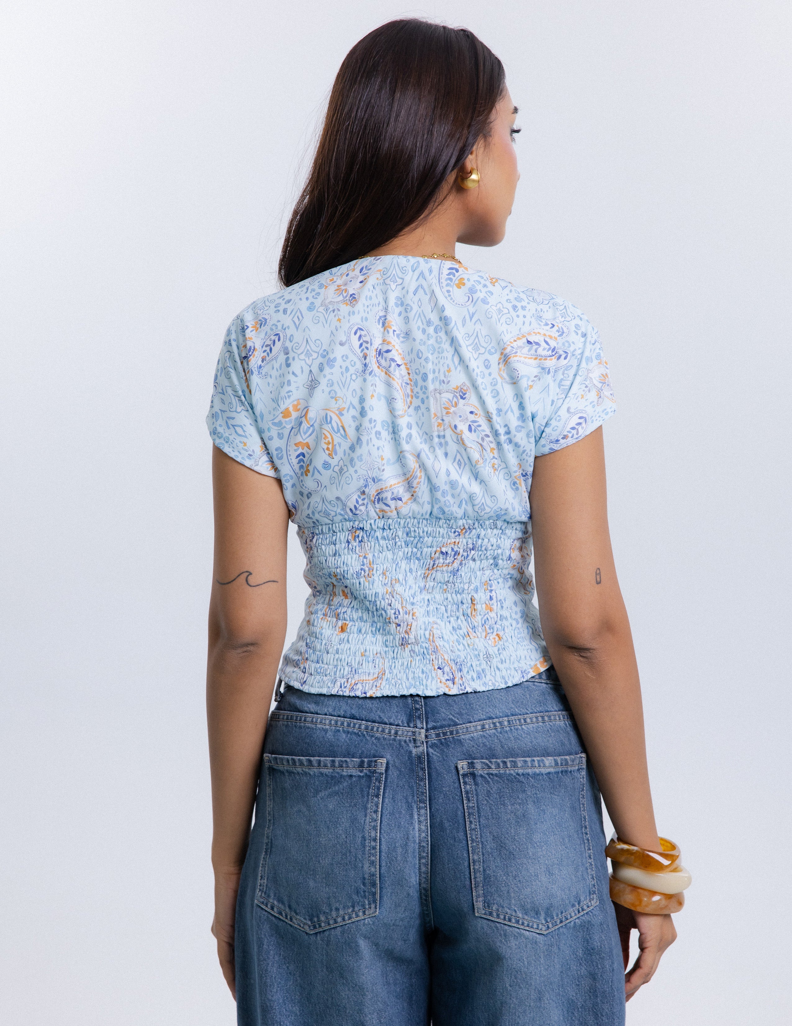 Button Detailed Mock Wrap Top