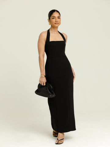 Halter Neck Tie Up Midi Dress