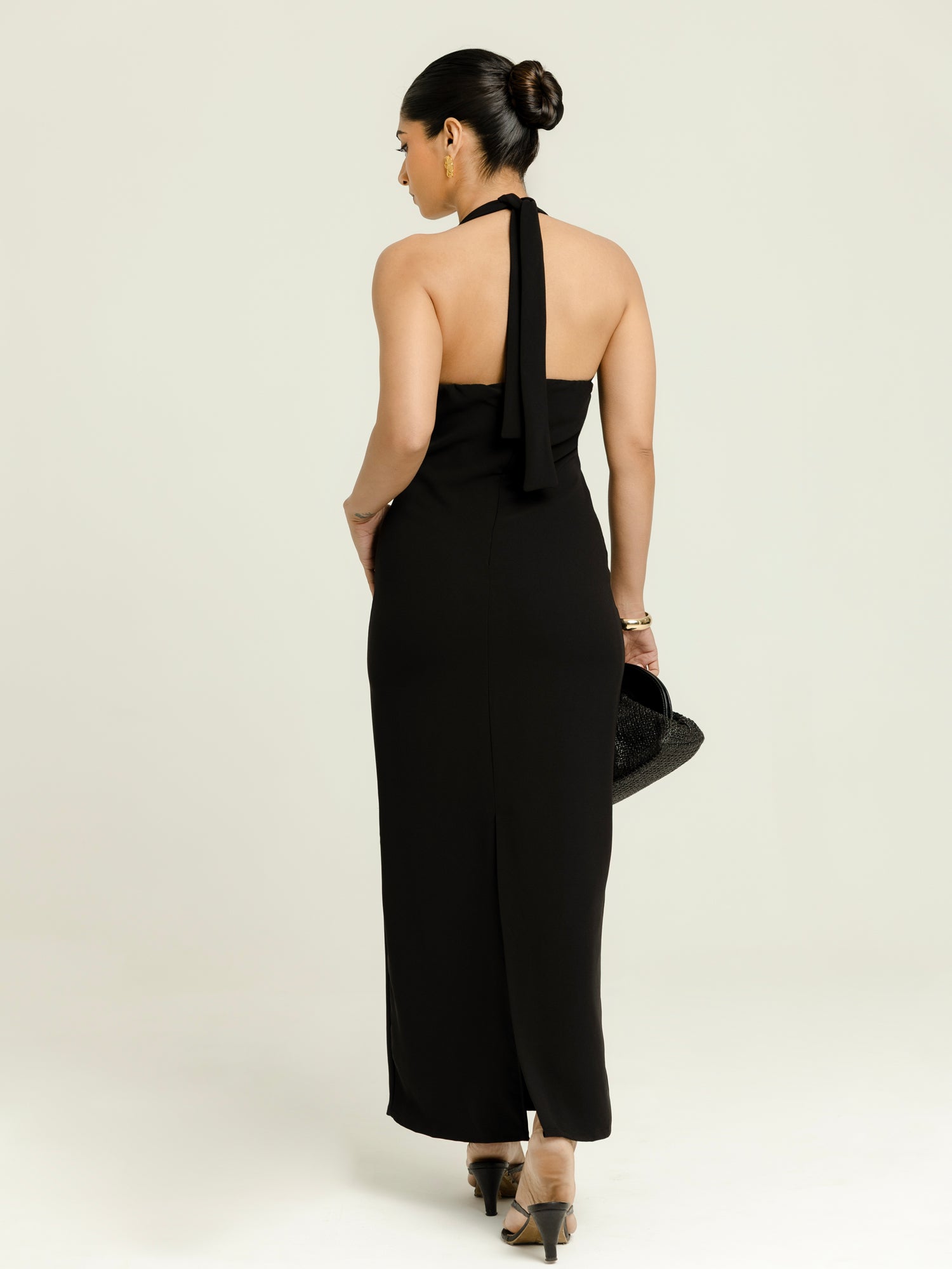 Halter Neck Tie Up Midi Dress