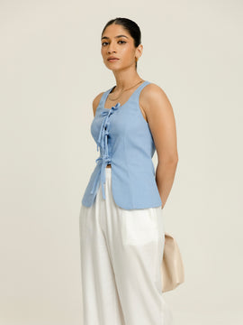 Scoope Neck Button Down Sleeveless Top