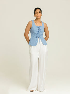 Scoope Neck Button Down Sleeveless Top