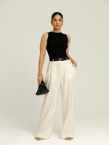 Low Waist Front Pleated Pant