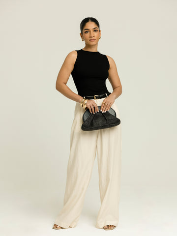 Low Waist Front Pleated Pant