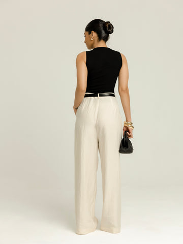 Low Waist Front Pleated Pant