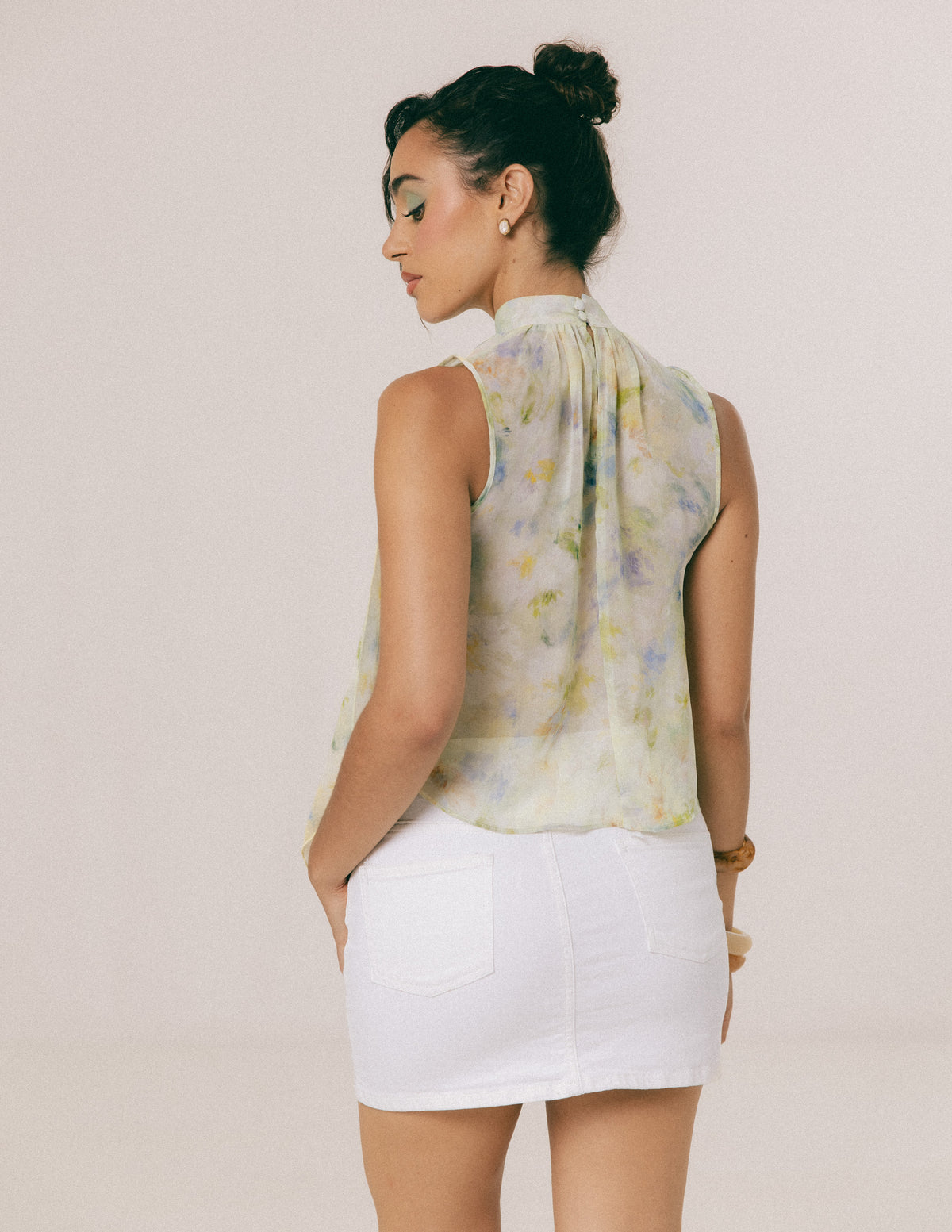SHAWL DETAILED HIGH NECK TOP
