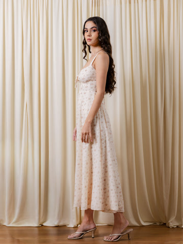 Bust Ruched Printed Maxi Dress