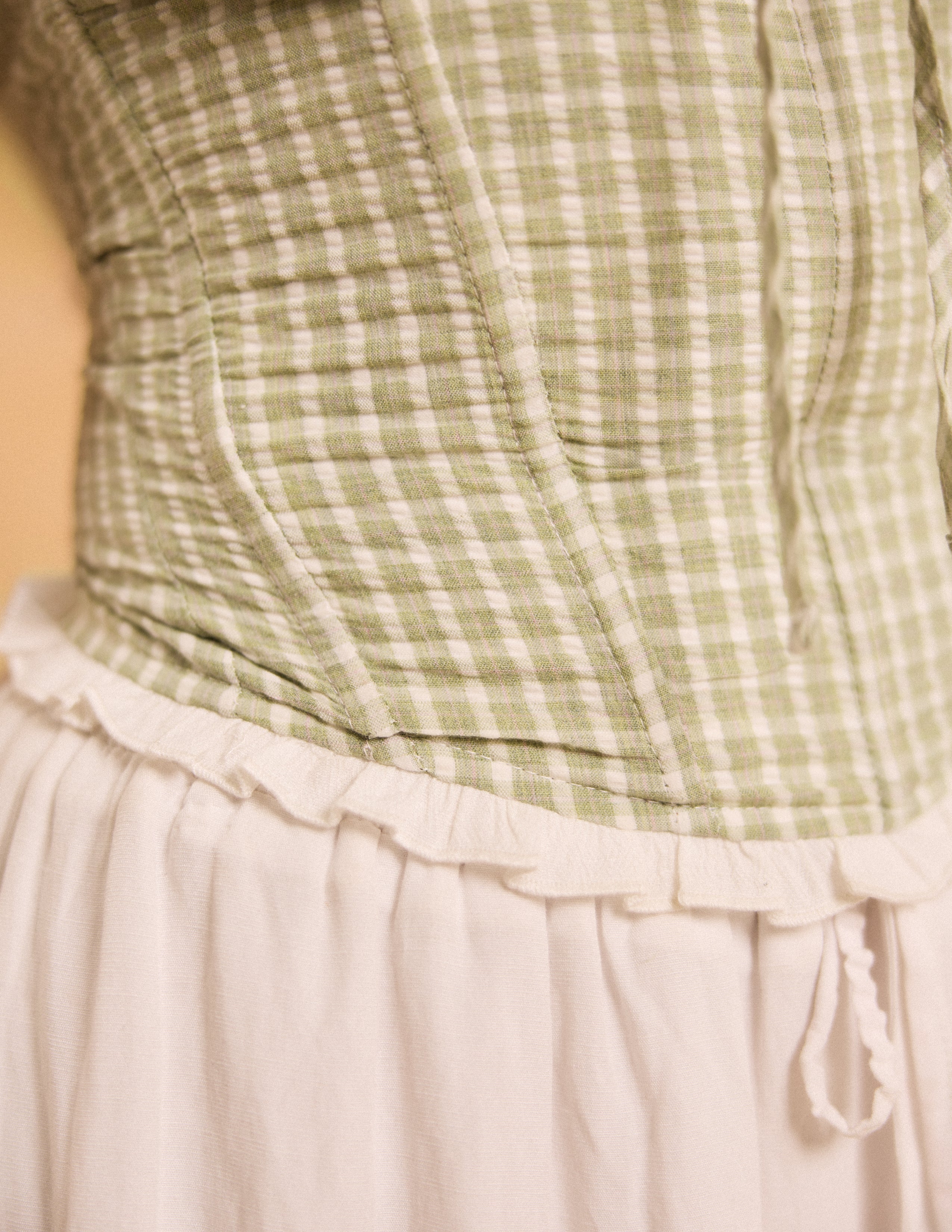 Frill Detailed Printed Corset Top