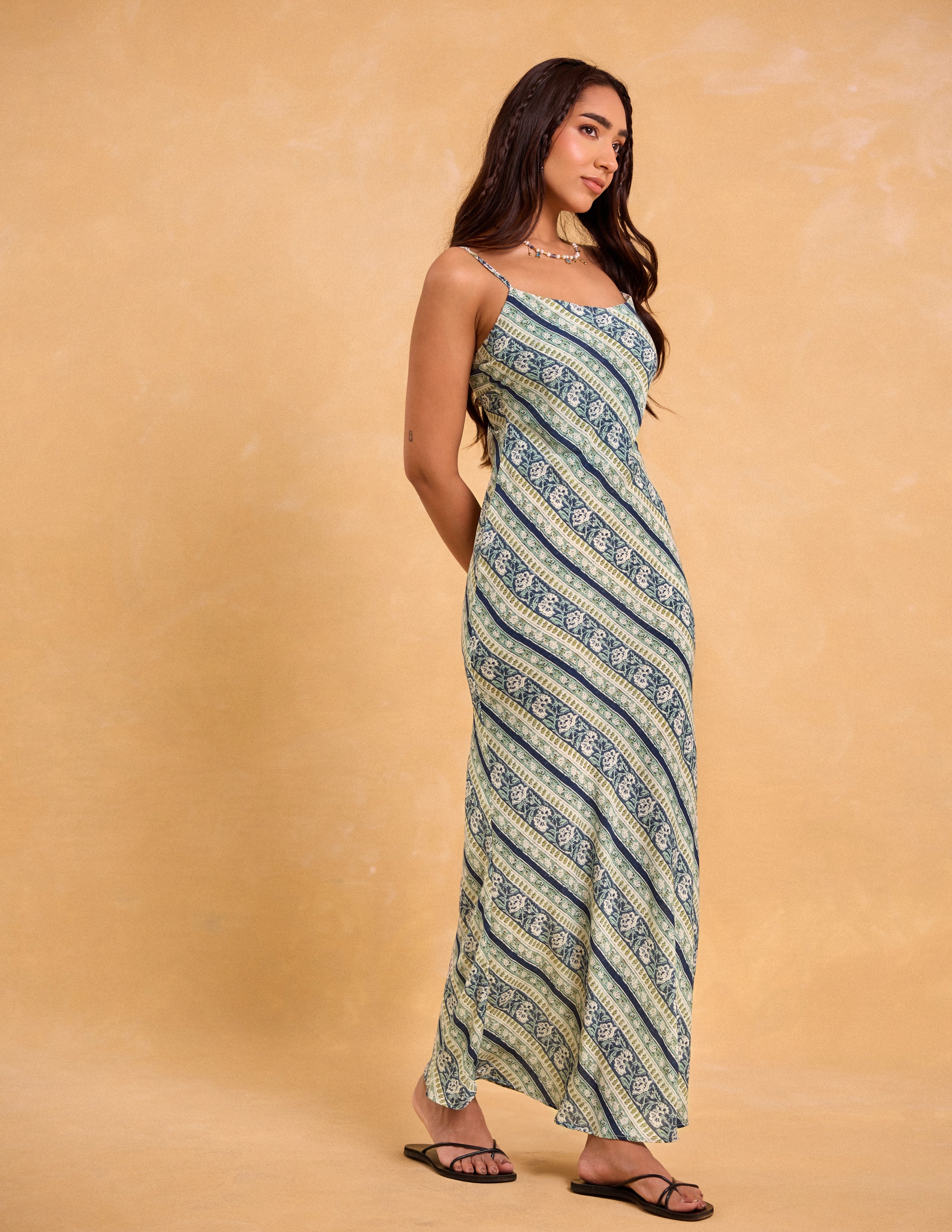 Printed Bias Maxi Dress