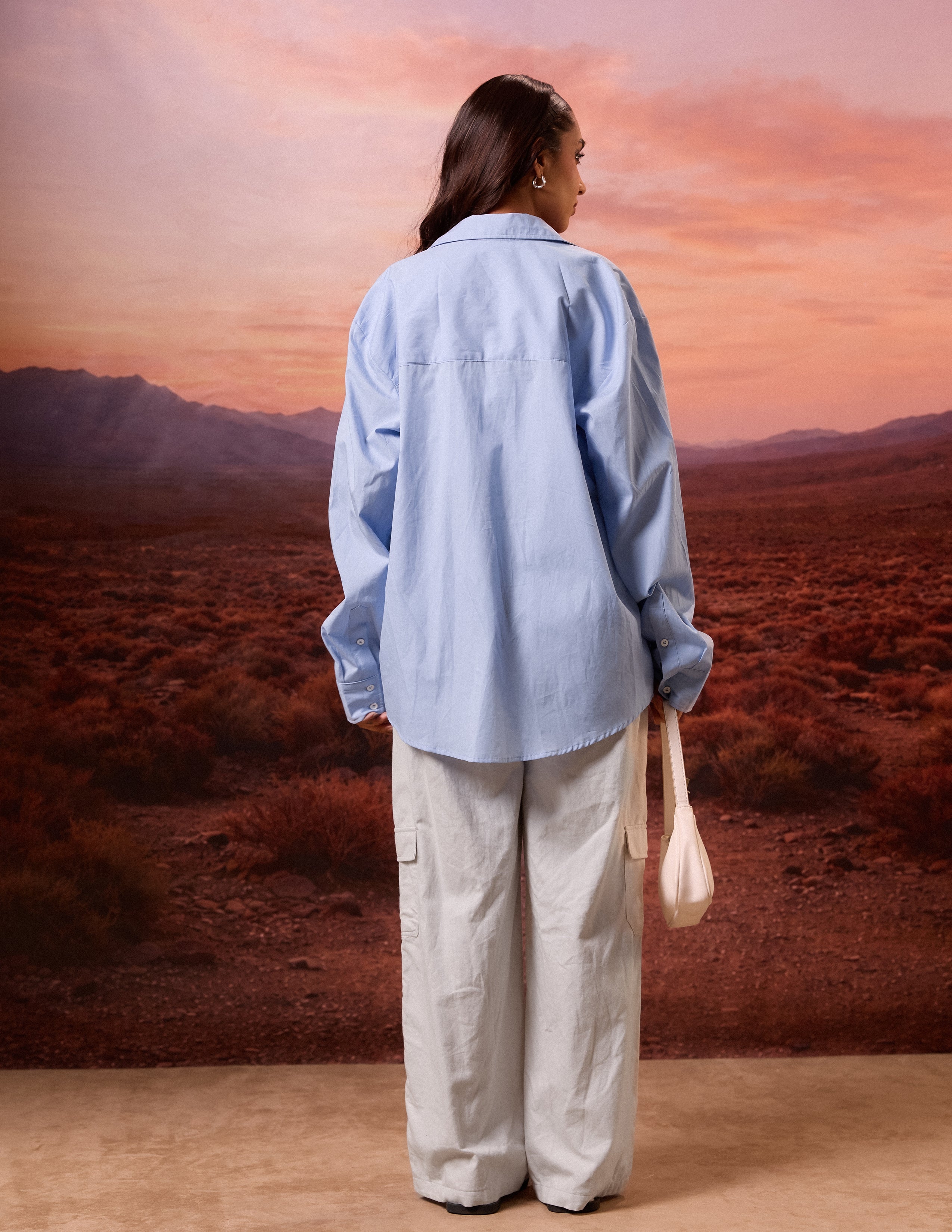 Collar Detailed Button Down Long Sleeved Top