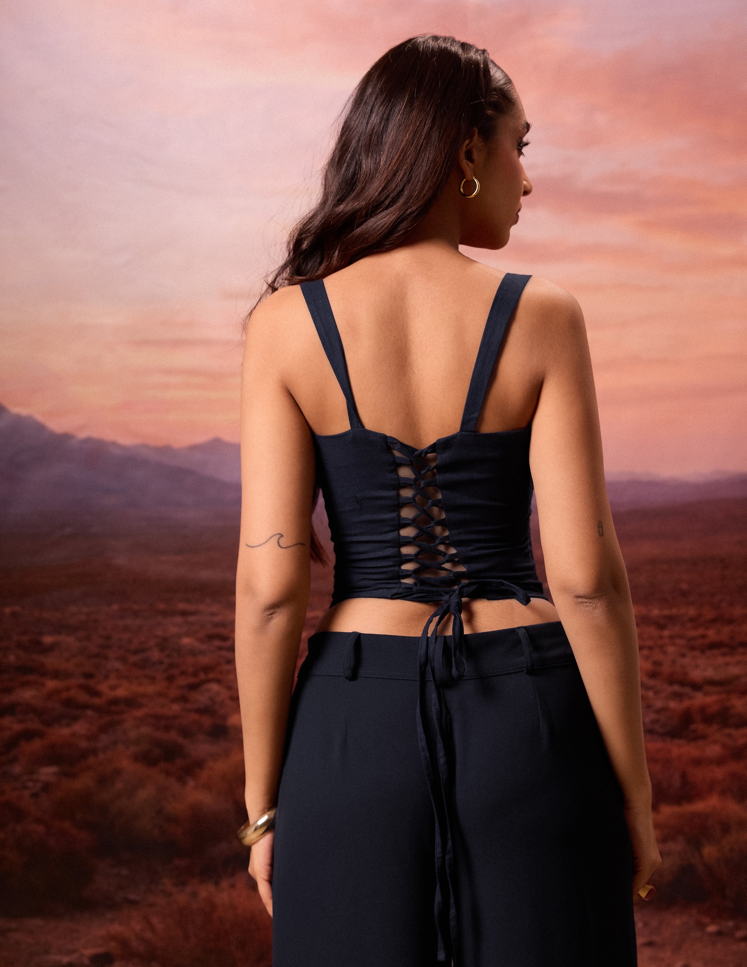 Lace Detailed Bustier Gathering Sleeveless Top