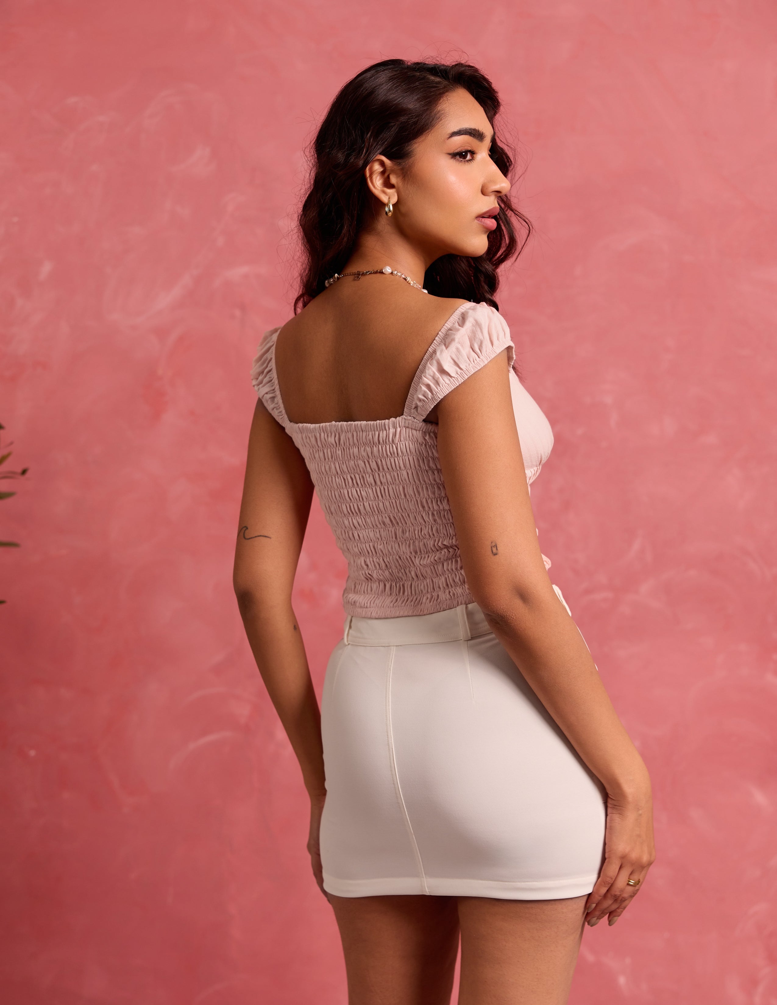 Pintuck Detail Bustier Top