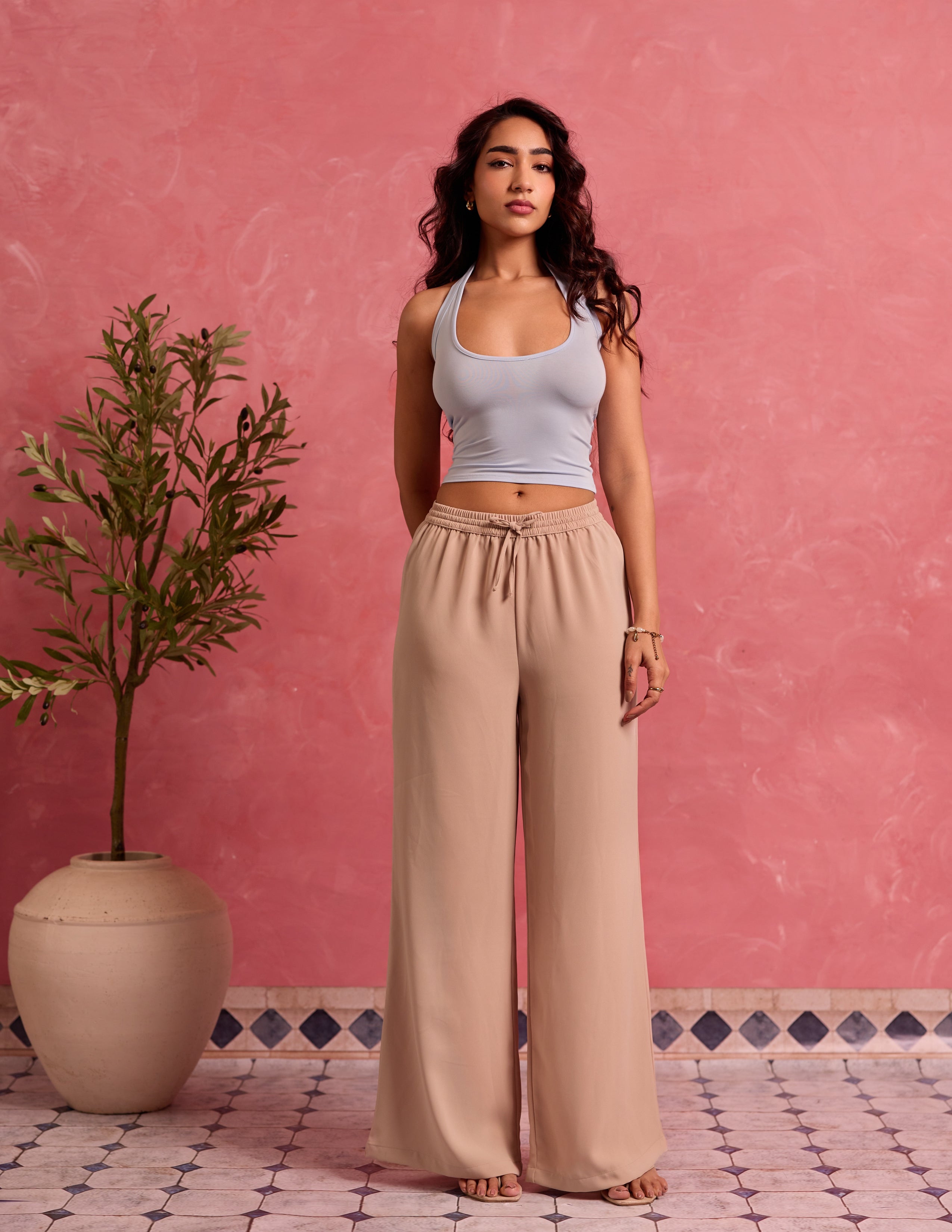 Drawstring Wide Leg Pant