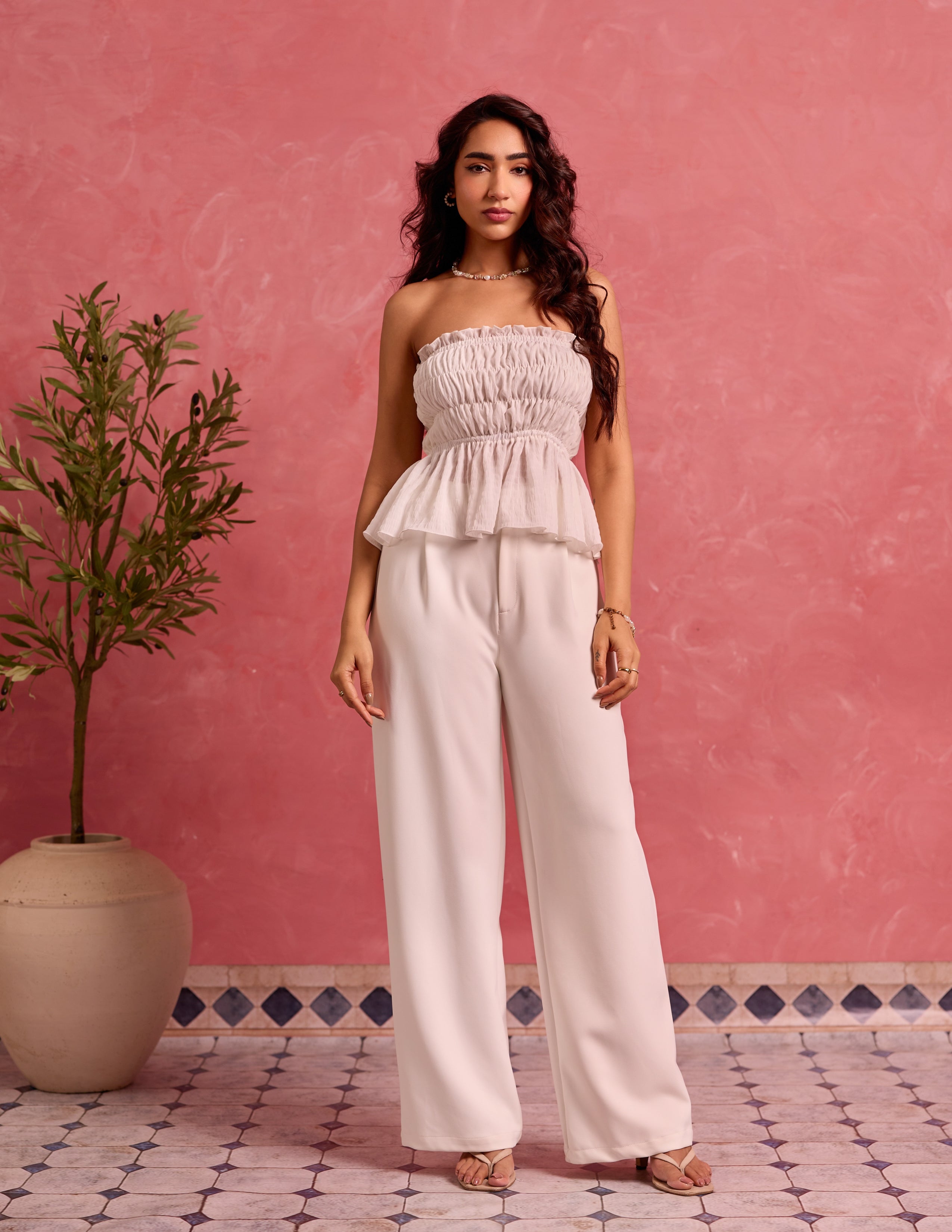 Smocking Detail Tube Top