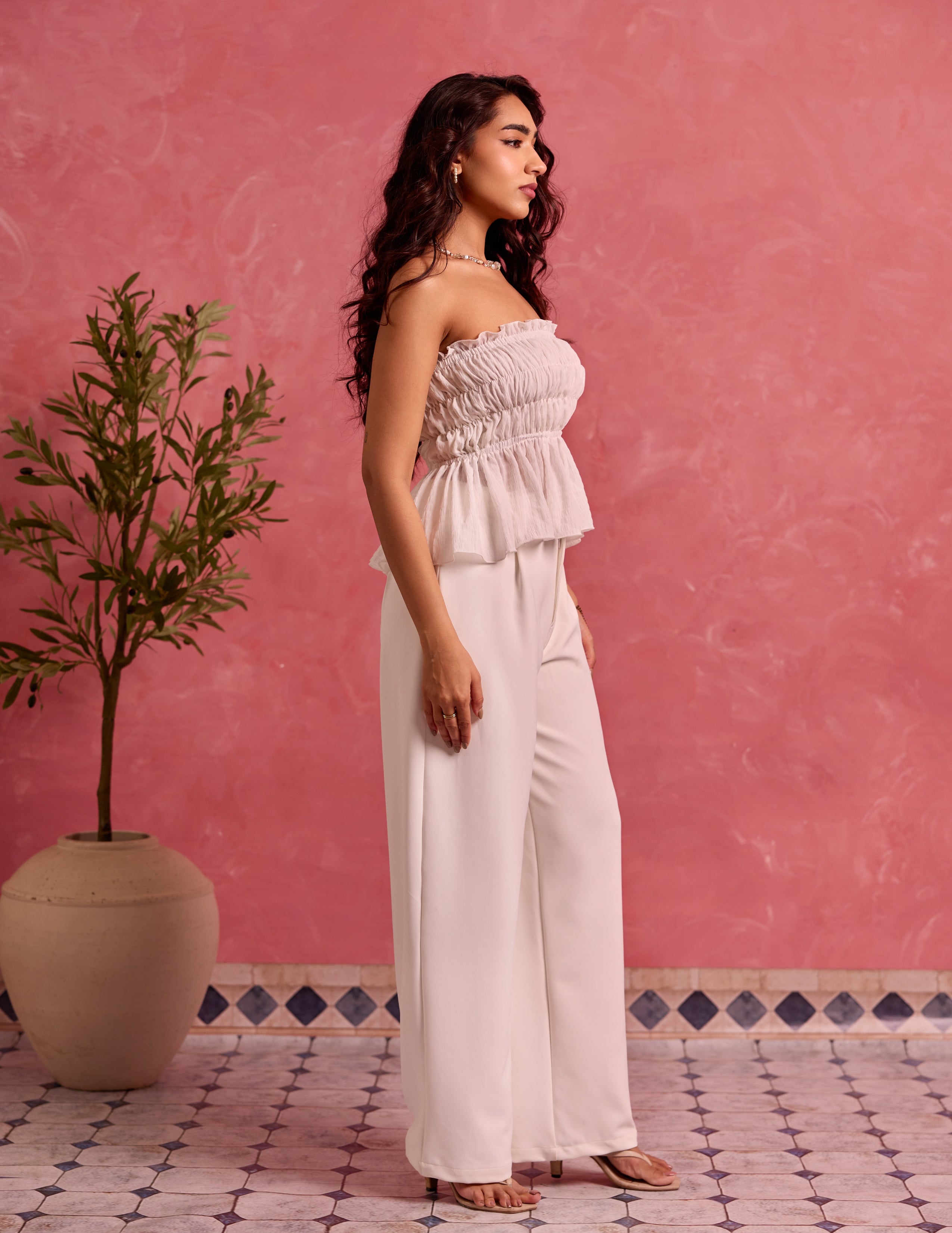 Smocking Detail Tube Top