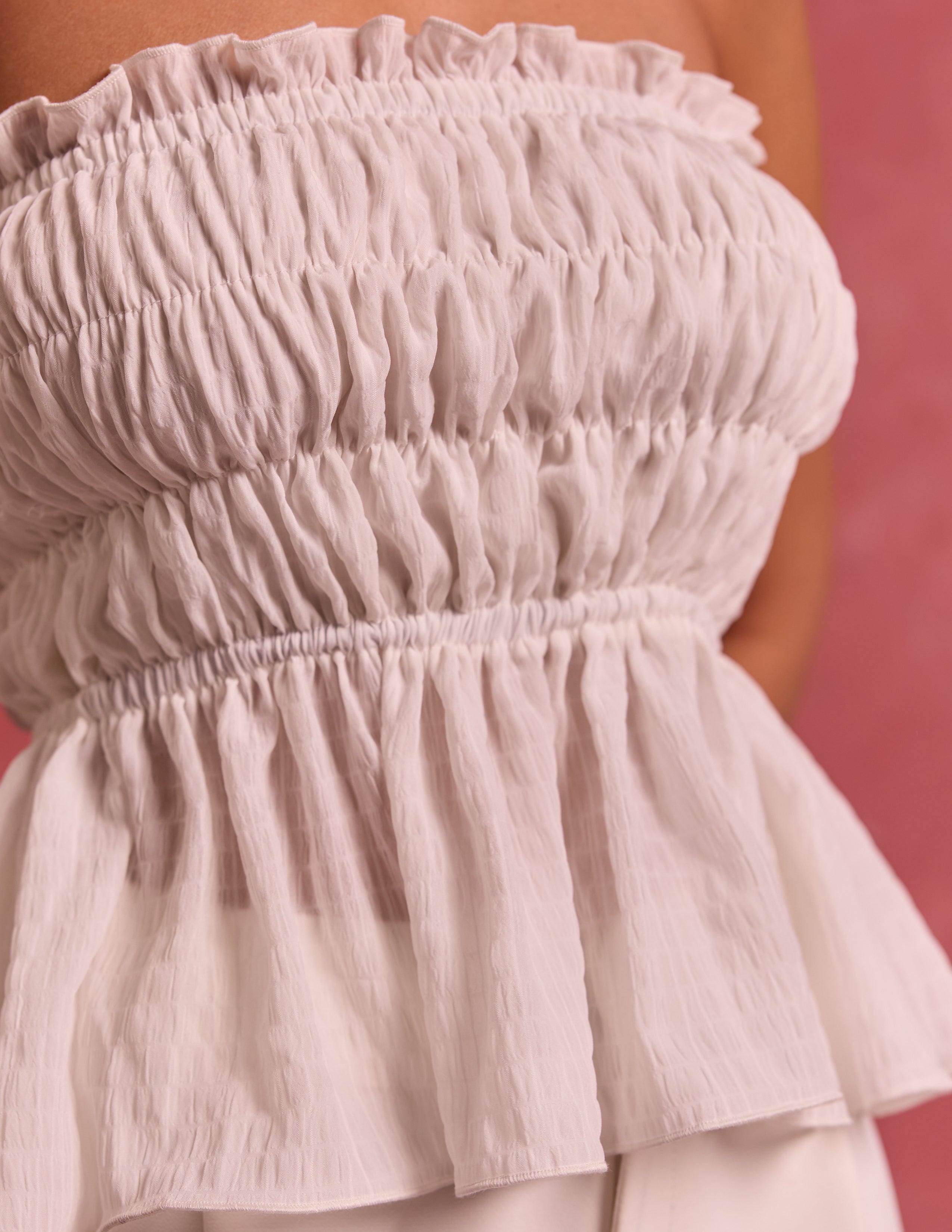 Smocking Detail Tube Top