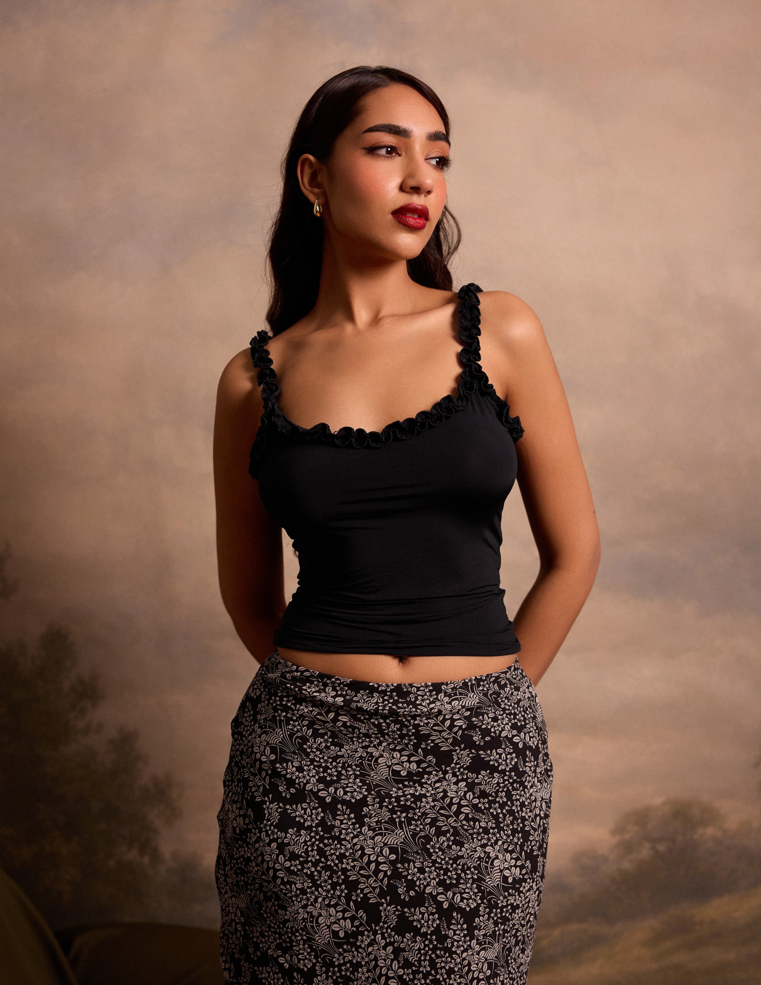 Frill Detailed Fitted Top