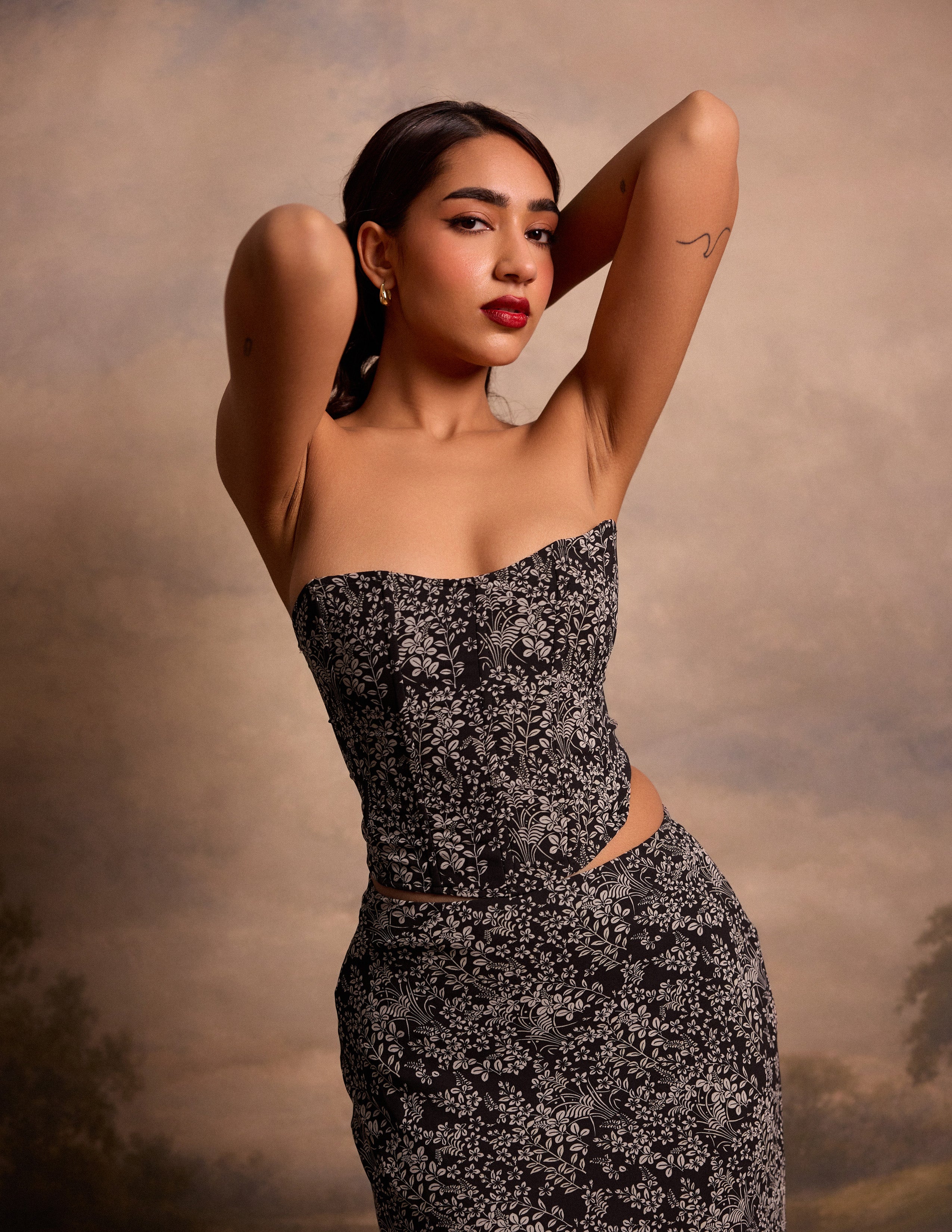 Printed Strapless Corset Top