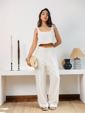 Pleat Detailed Wide Leg Pant