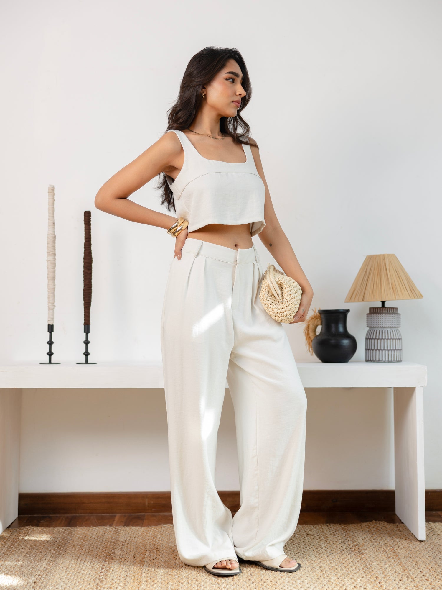 Pleat Detailed Wide Leg Pant