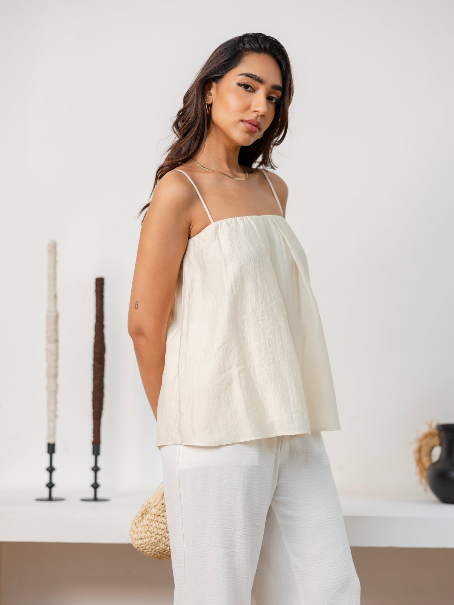Pleat Detailed Cami Top