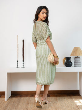Mock Wrap Midi Dress