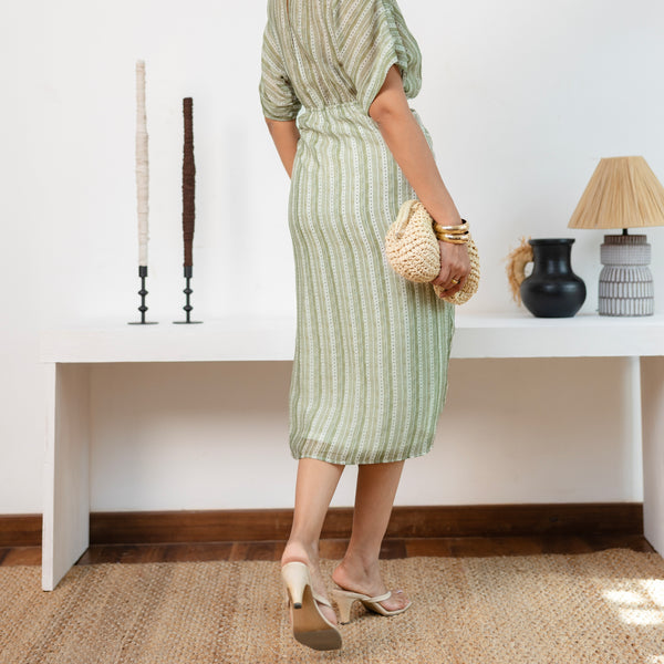 Mock Wrap Midi Dress