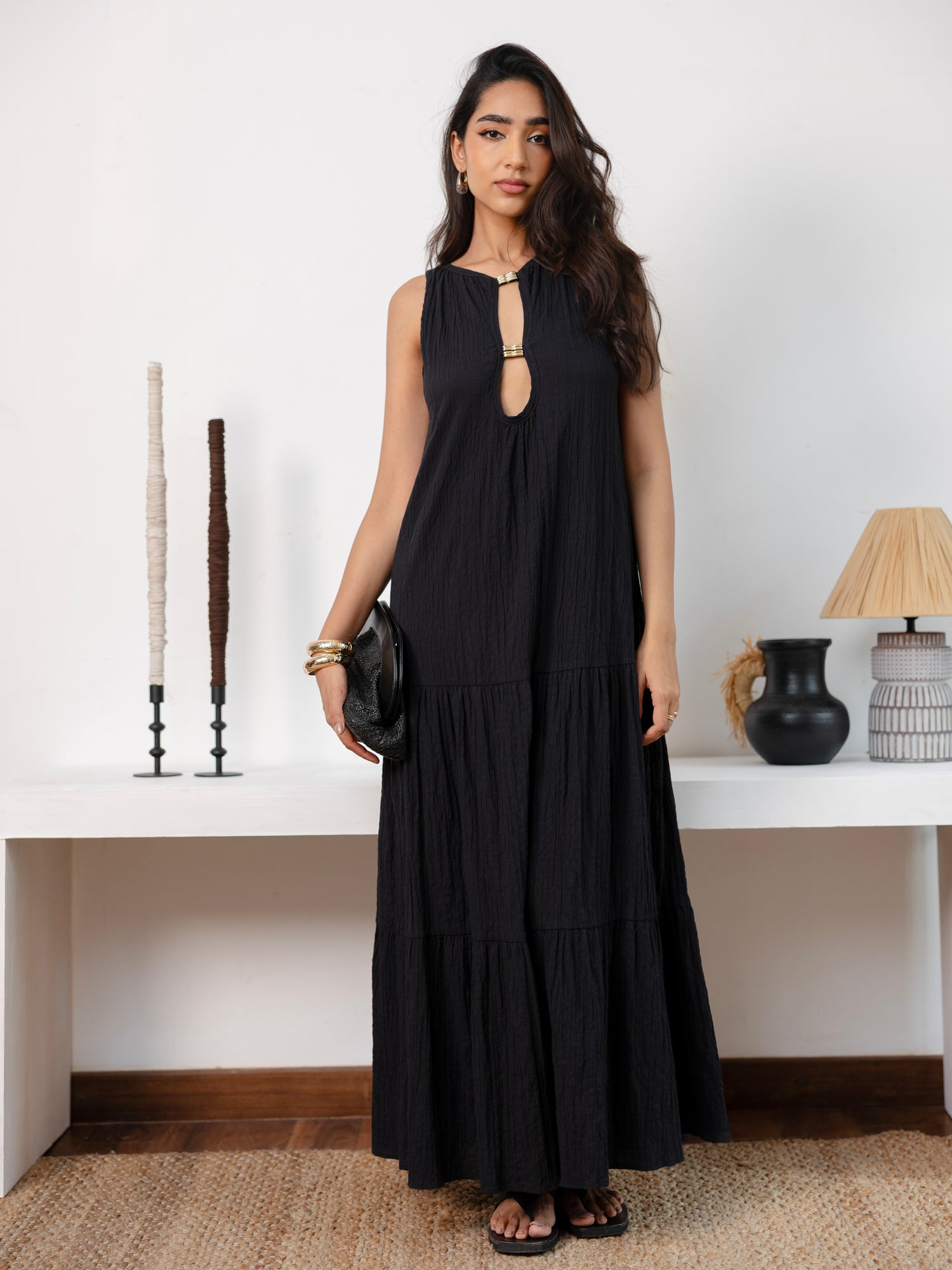 Double Key Hole Detail Maxi Dress