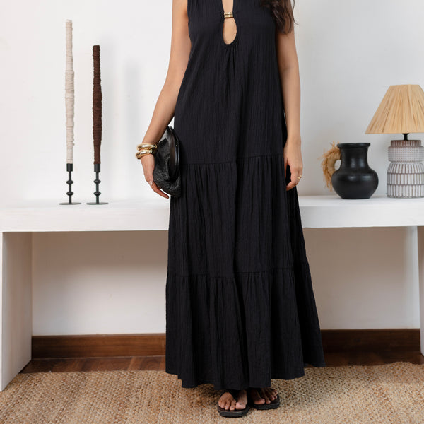 Double Key Hole Detail Maxi Dress