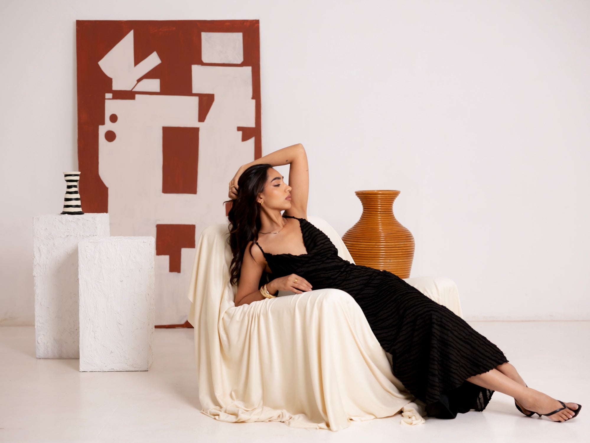 Front Cowl Sleeveless Maxi Dress