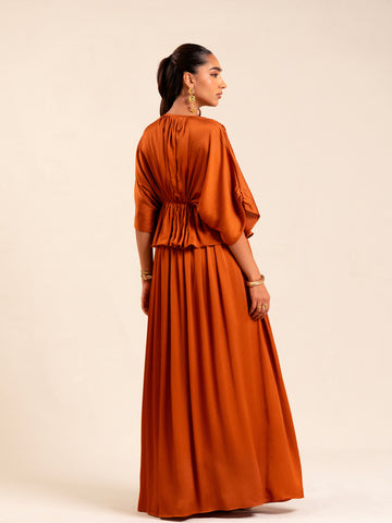 Pleated Loose Fit Satin Top