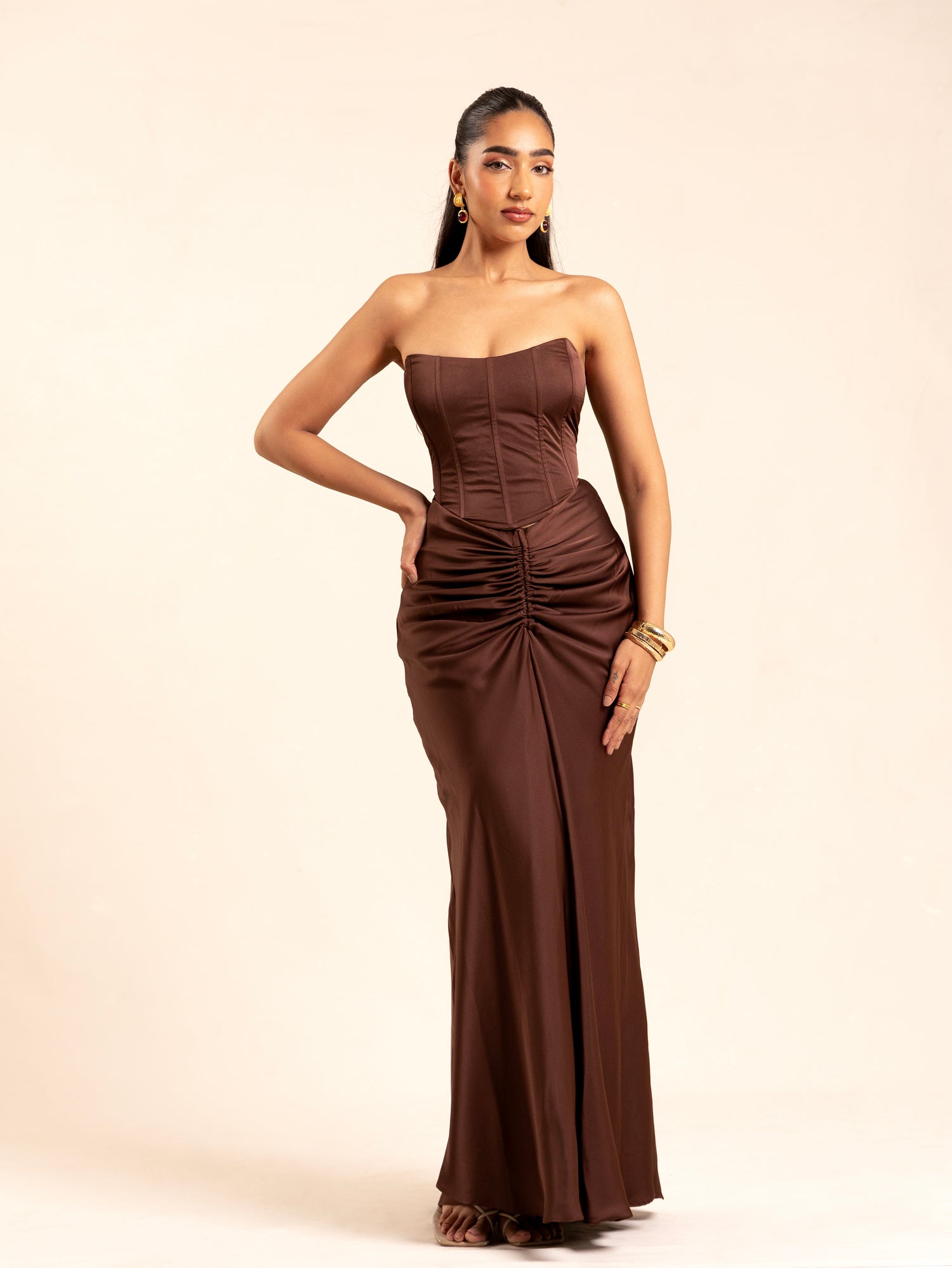 Back Tie Up Detailed Satin Corset Top